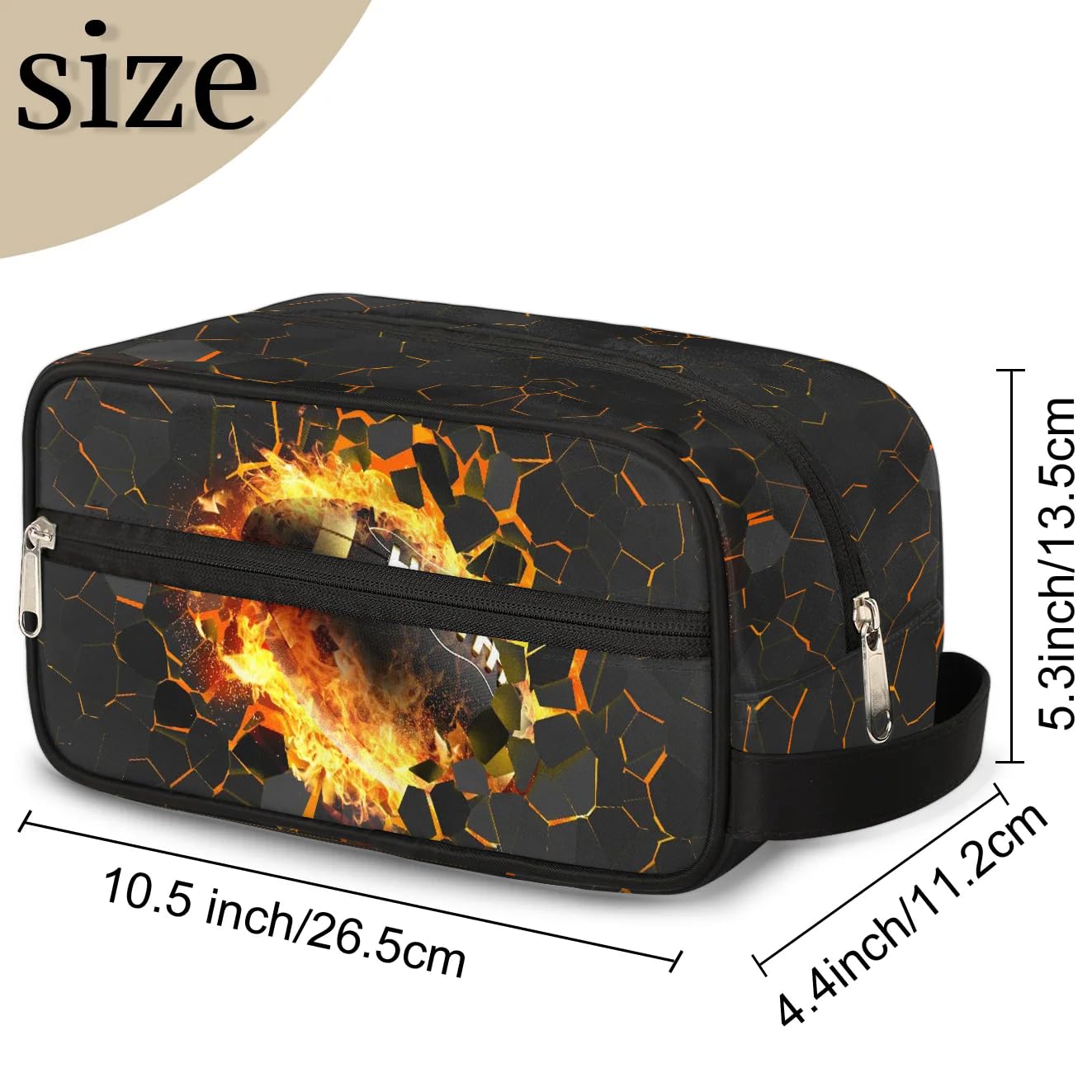 3D Football Toiletry Bag for Men & Kids - Waterproof Hanging Dopp Kit for Travel & Bathroom