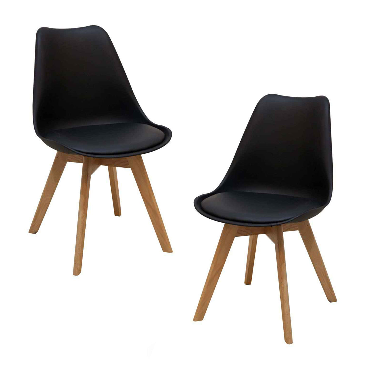 Modern Jaden Dining Chairs Set of 2 - Mid-Century Wooden Kitchen Chairs with Upholstered Seat - Perfect for Dining Room, Kitchen, Breakfast Nook & Small Spaces