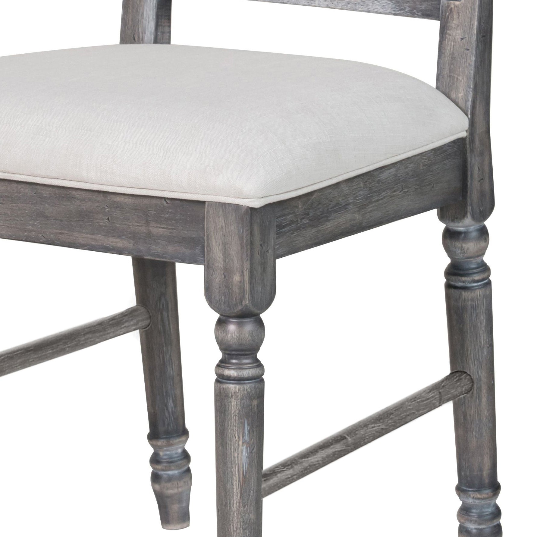 Set of 2 Cream & Weathered Grey Open Back Side Chairs - Modern Farmhouse Dining Chairs for Kitchen, Dining Room, or Breakfast Nook