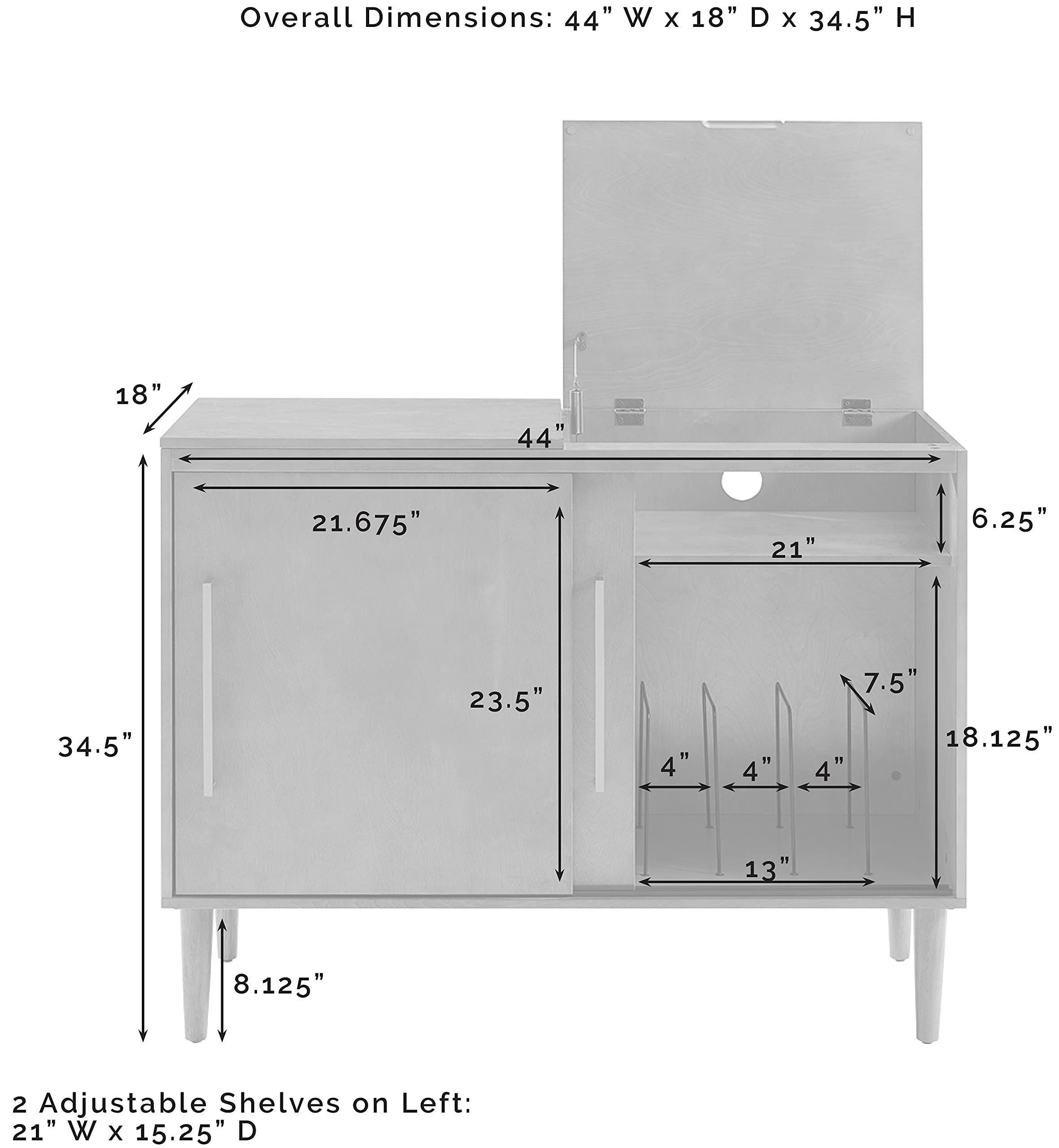 Crosley Everett Media Console & Vinyl Record Player Stand with Storage - Matte Black | Perfect for Living Room, Home Theater & Vinyl Record Collection Display
