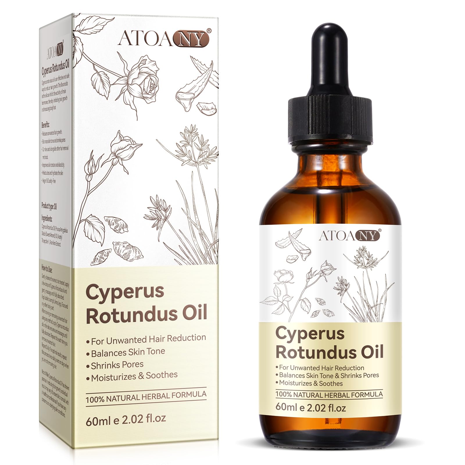 Pure Cyperus Rotundus Oil - Natural Body Oil for Hair Growth Reduction, Moisturizing & Soothing Skin Care - Smooths & Nourishes All Skin Types - Perfect for Daily Skincare & Hair Management Routine