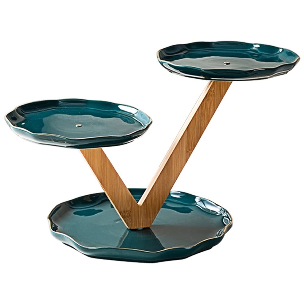 JGATW 3-Tier Fruit Basket - Kitchen Countertop Organizer for Fruits, Vegetables & Snacks | Space-Saving Storage Display Tray | Perfect for Dining Table, Pantry or Party Serving (Blue)