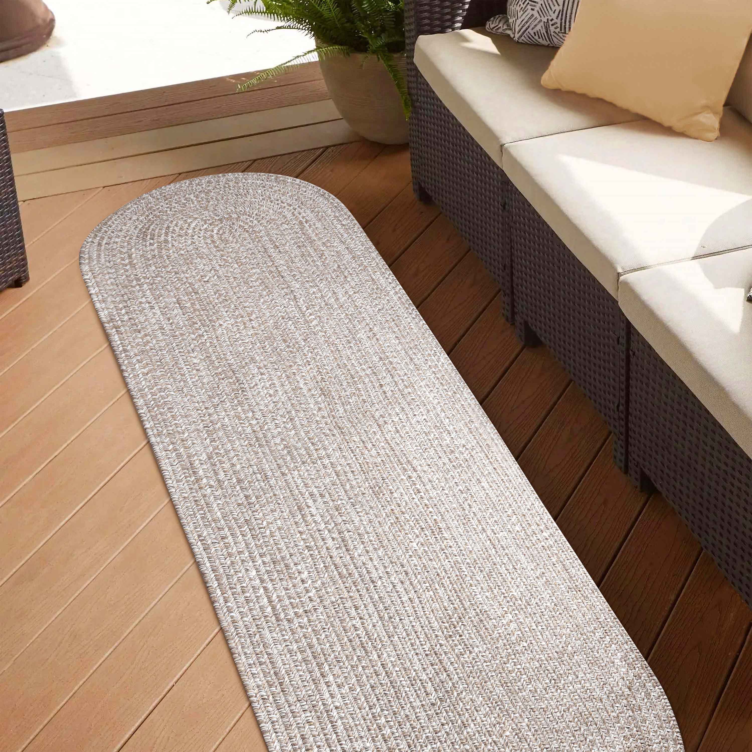 Reversible Braided Area Rug - Non-Slip Two Tone Indoor/Outdoor Rug for Living Room, Bedroom, Patio - Soft & Durable Home Decor