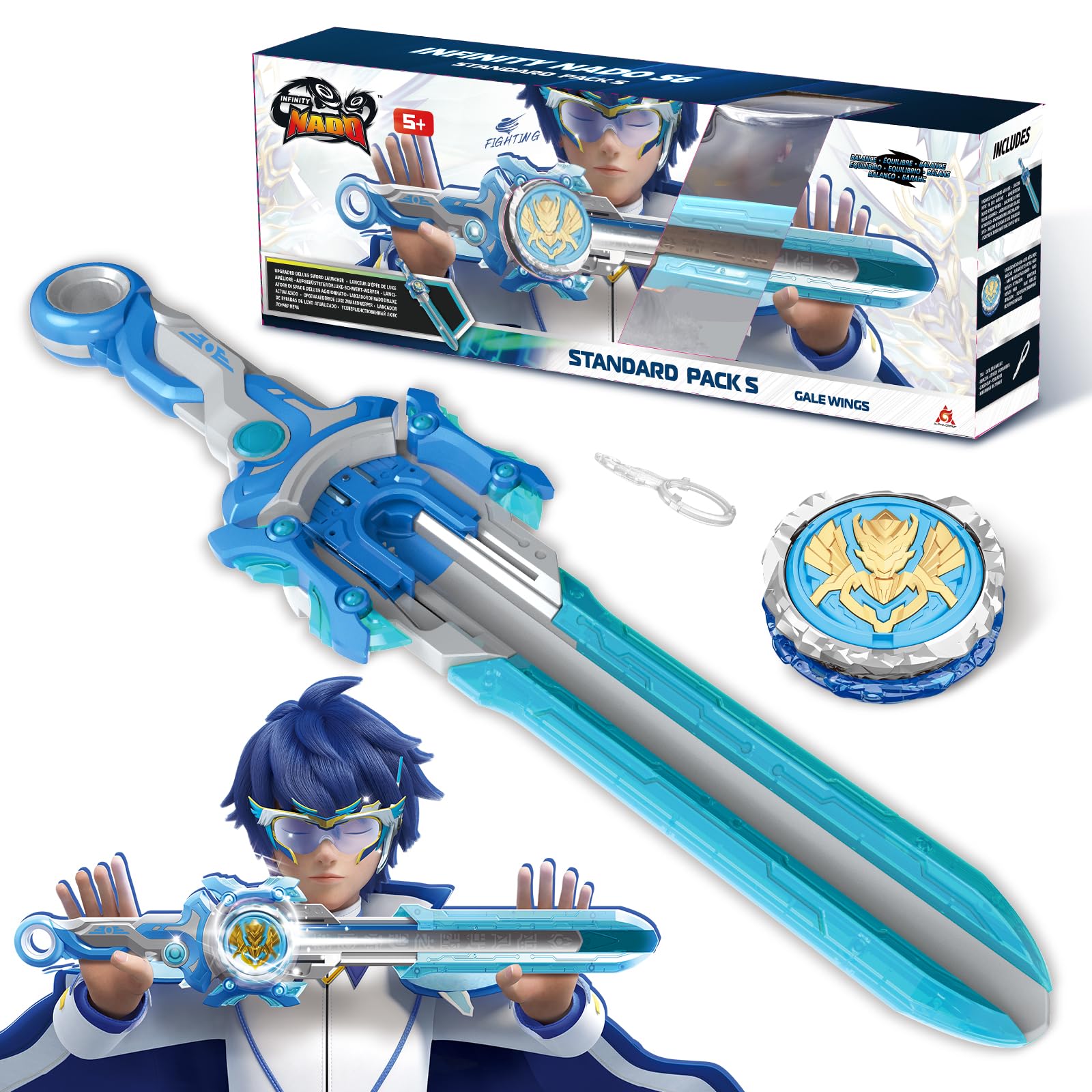Infinity Nado Battle Spinning Top & Sword Launcher Set - Kids Battling Toys for Boys Age 5-12 | Gale Wings Edition - Perfect for Indoor Play, Birthday Gifts & Competitive Battles