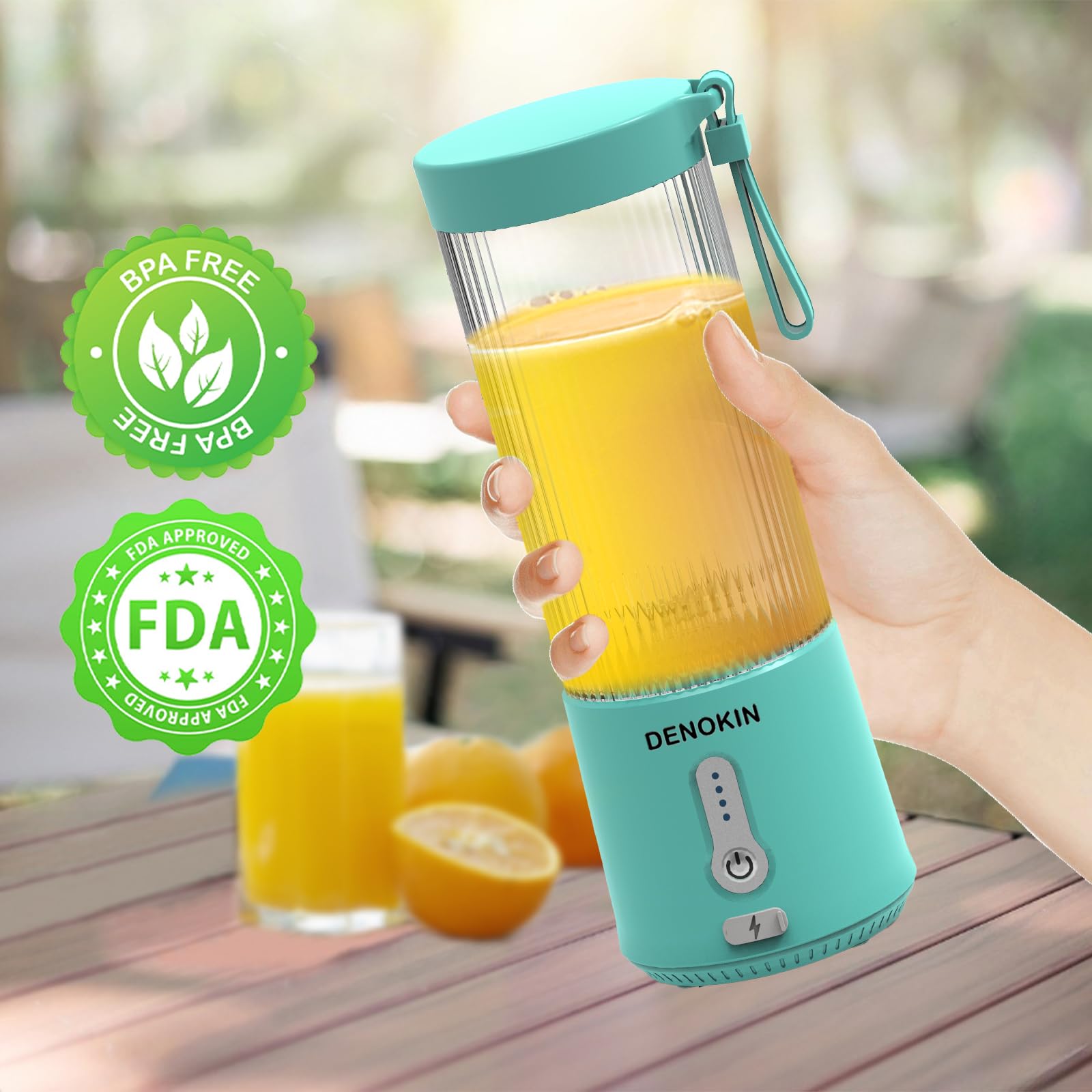 Portable USB Rechargeable Mini Blender - Personal Smoothie Maker & Shake Mixer with Strong Motor for Fruits, Juices - Perfect for Kitchen, Home, Travel & Outdoor Activities