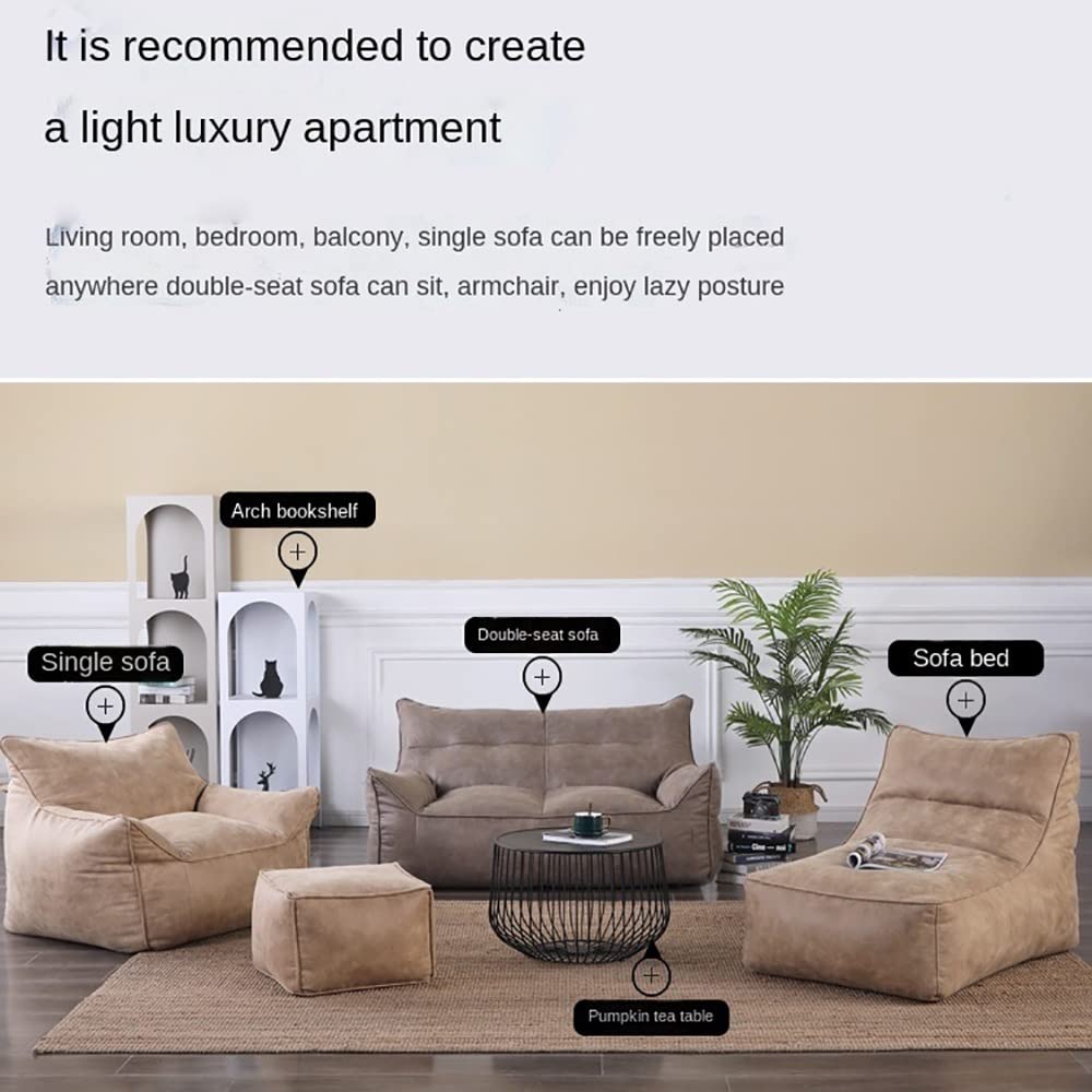 Premium PU Faux Suede Bean Bag Chair Cover (No Filler Included) - Waterproof, Durable & Luxurious Lazy Sofa Slipcover for Bedroom, Living Room, Garden - Retro Yellow | Perfect for Relaxing, Gaming & Outdoor Lounging
