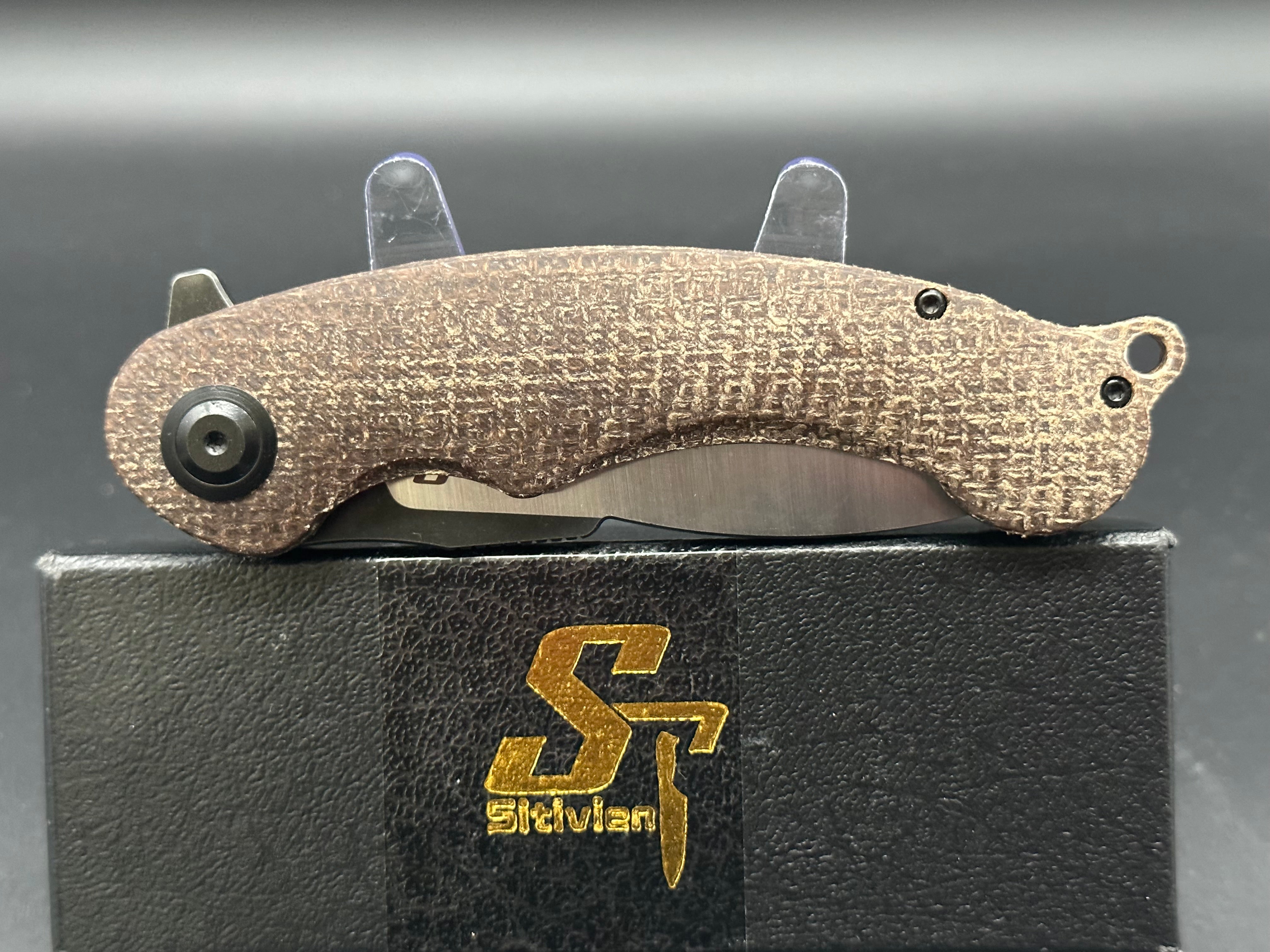 Sitivien ST157 Folding Knife - Sandvik 14C28N Stainless Steel Blade with Premium Micarta Handle - Chinese Zodiac Series Pocket Knife for EDC, Outdoor Camping & Survival Gear