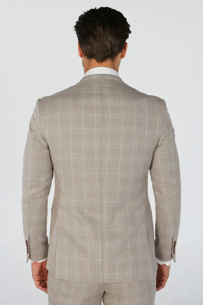 Paul Andrew Leo Men's 3 Piece Check Suit - Beige or Green | Formal Business Attire for Weddings, Interviews & Office Wear