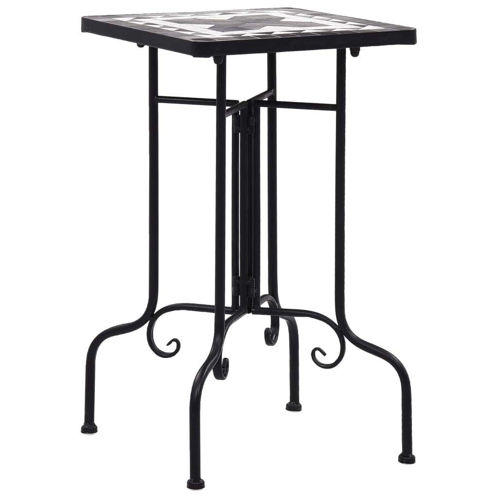 vidaXL Outdoor Mosaic Side Table - Metal Cobalt Ceramic Tile Top Accent Table for Indoor & Outdoor Use - Perfect for Living Room, Balcony, Back Deck, and Poolside Decor