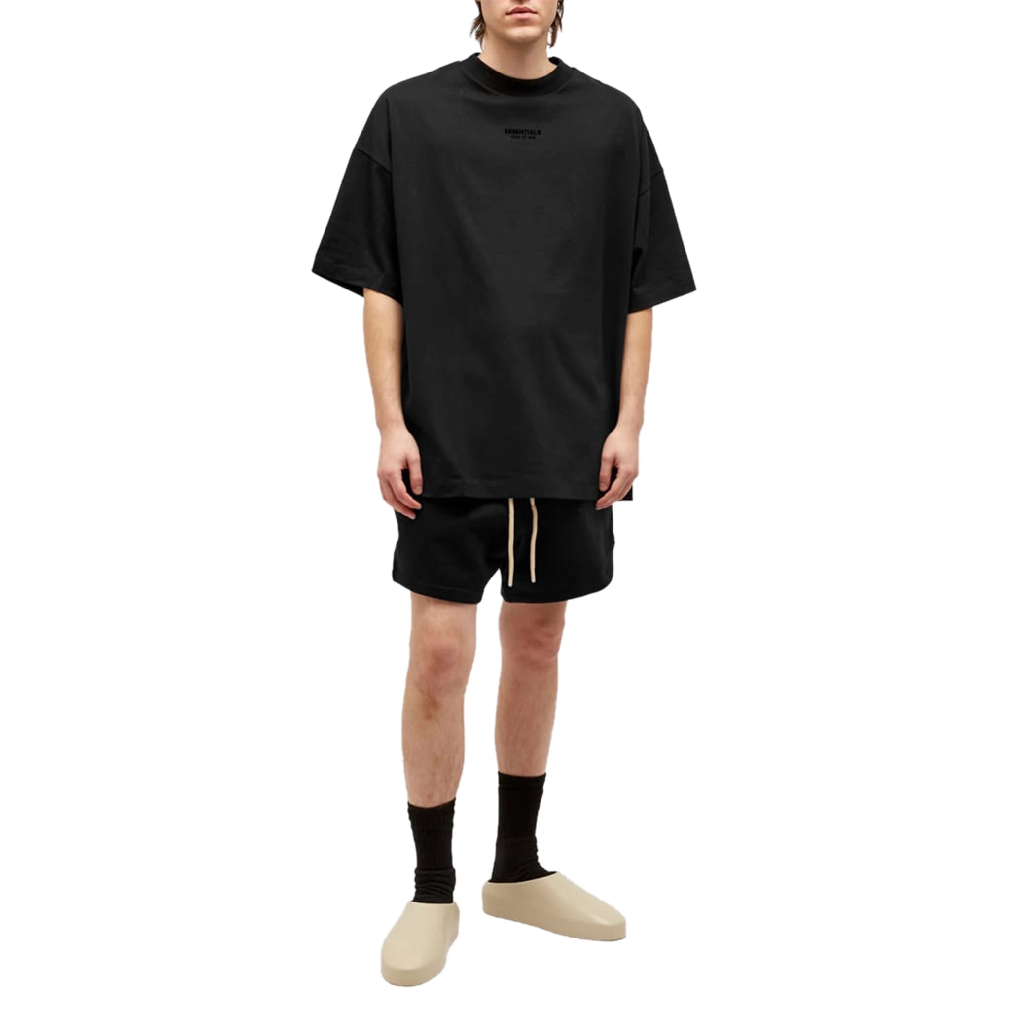 Fear Of God Essentials Jet Black Shorts (FW23) - Men's Casual Athletic Shorts for Gym, Running & Lounge Wear