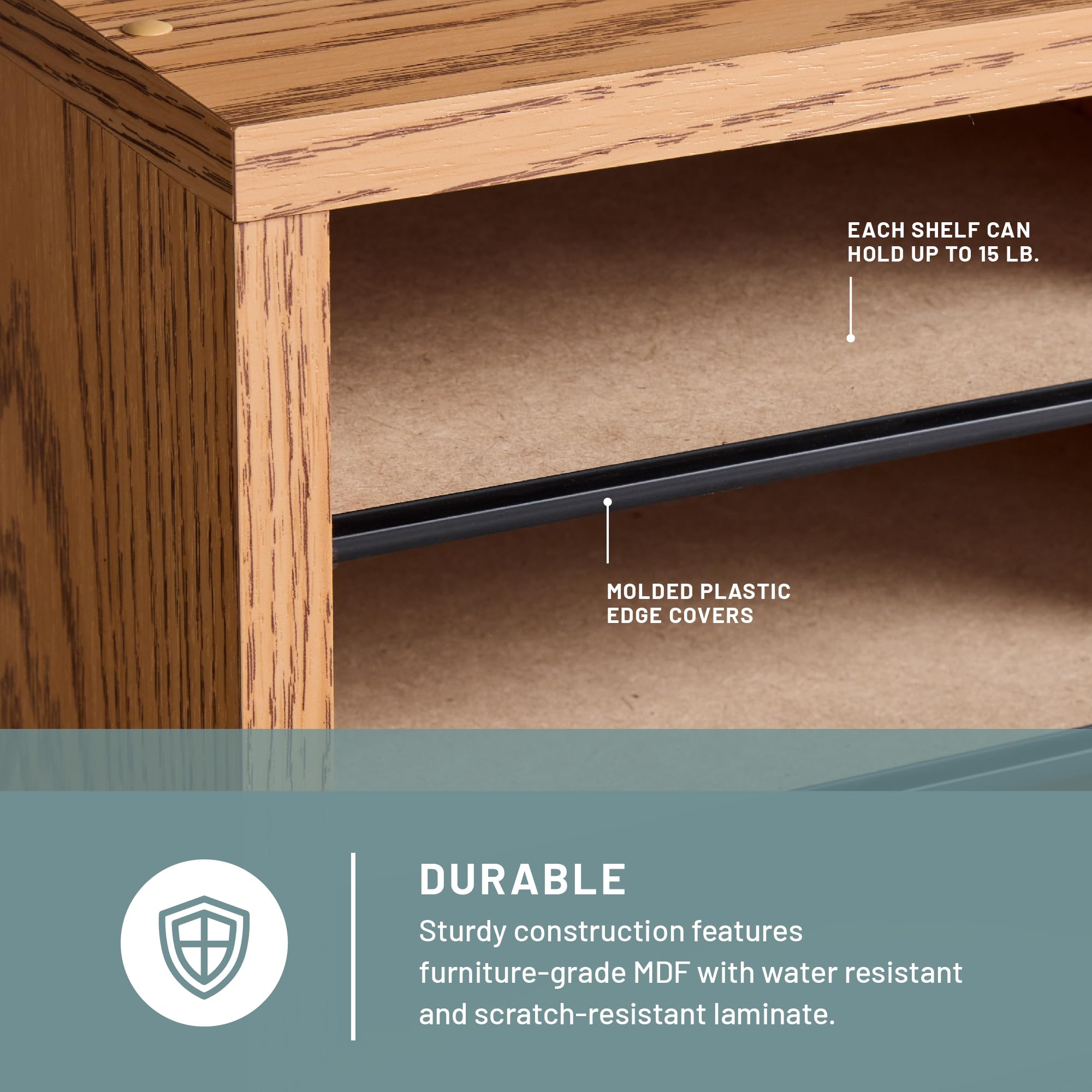 Safco Medium Oak Wooden Paper & Mail Organizer - Adjustable Shelves, Stackable Design, 32 Compartments with Drawers - Perfect for Home Office, Classroom & Workspace Organization