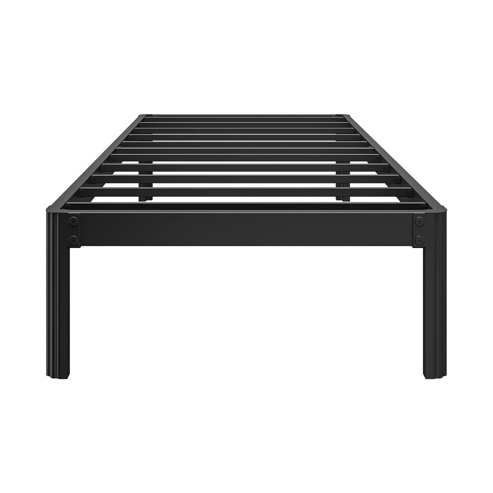 COMASACH 14 Inch Twin XL Heavy Duty Metal Bed Frame - 3000 lbs Capacity, Round Corner Design with Cylinder Legs, No Box Spring Needed, Noise-Free Mattress Foundation, Black - Perfect for Dorms, Guest Rooms & Small Spaces
