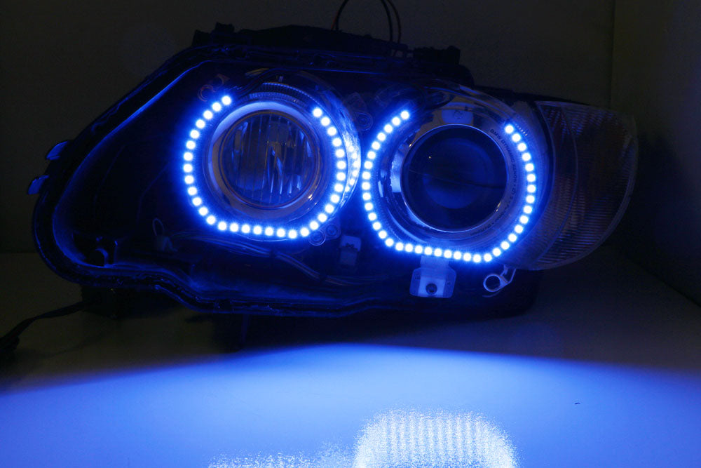 DTM Style RGB Multi-Color LED Angel Eyes Halo Rings for BMW Headlights - Upgrade Your BMW Lighting for Night Driving & Car Shows