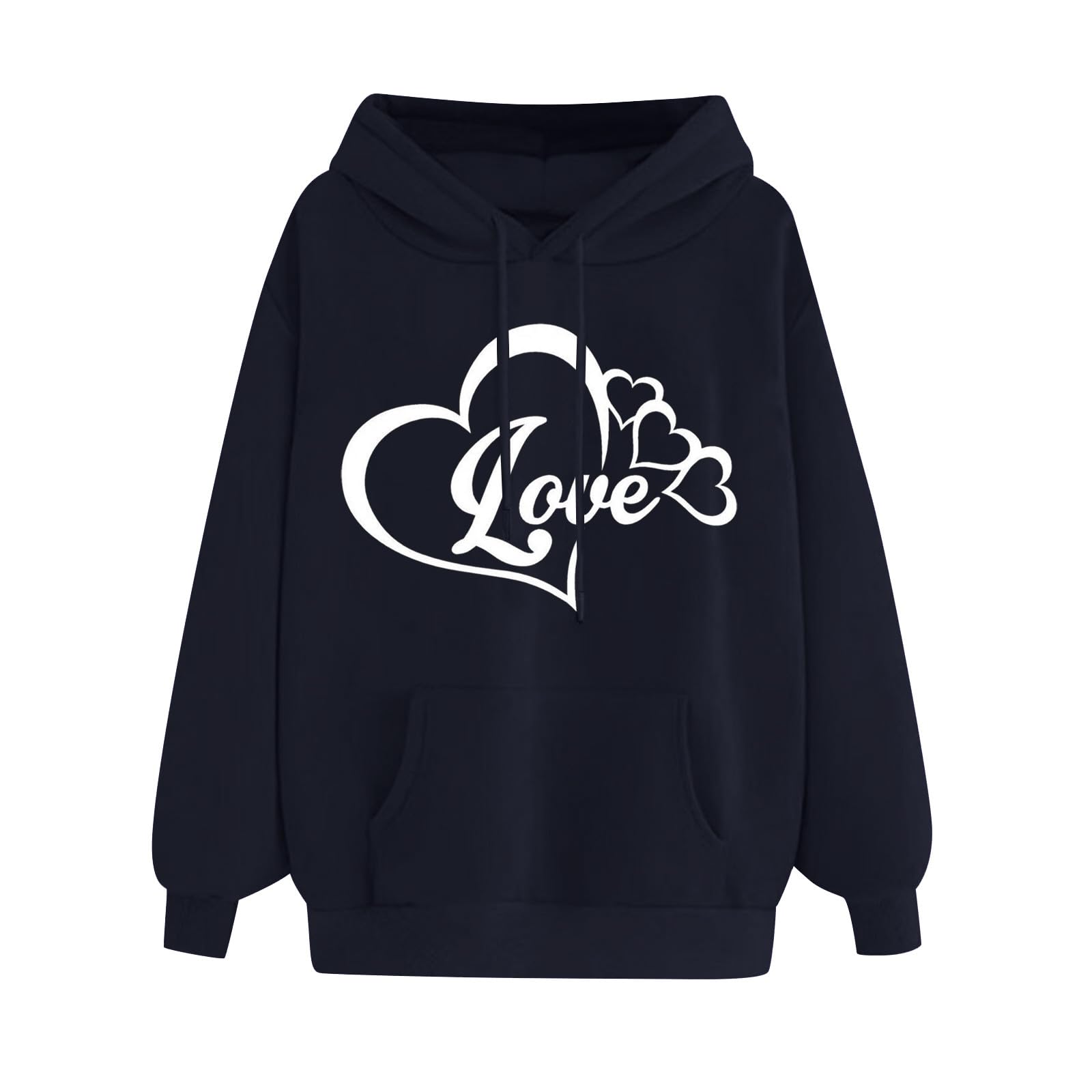 Women's Cute Heart Hoodie Pullover - Casual Long Sleeve Sweatshirt with Kangaroo Pocket for Teen Girls, Perfect for School, Outings, and Cozy Evenings