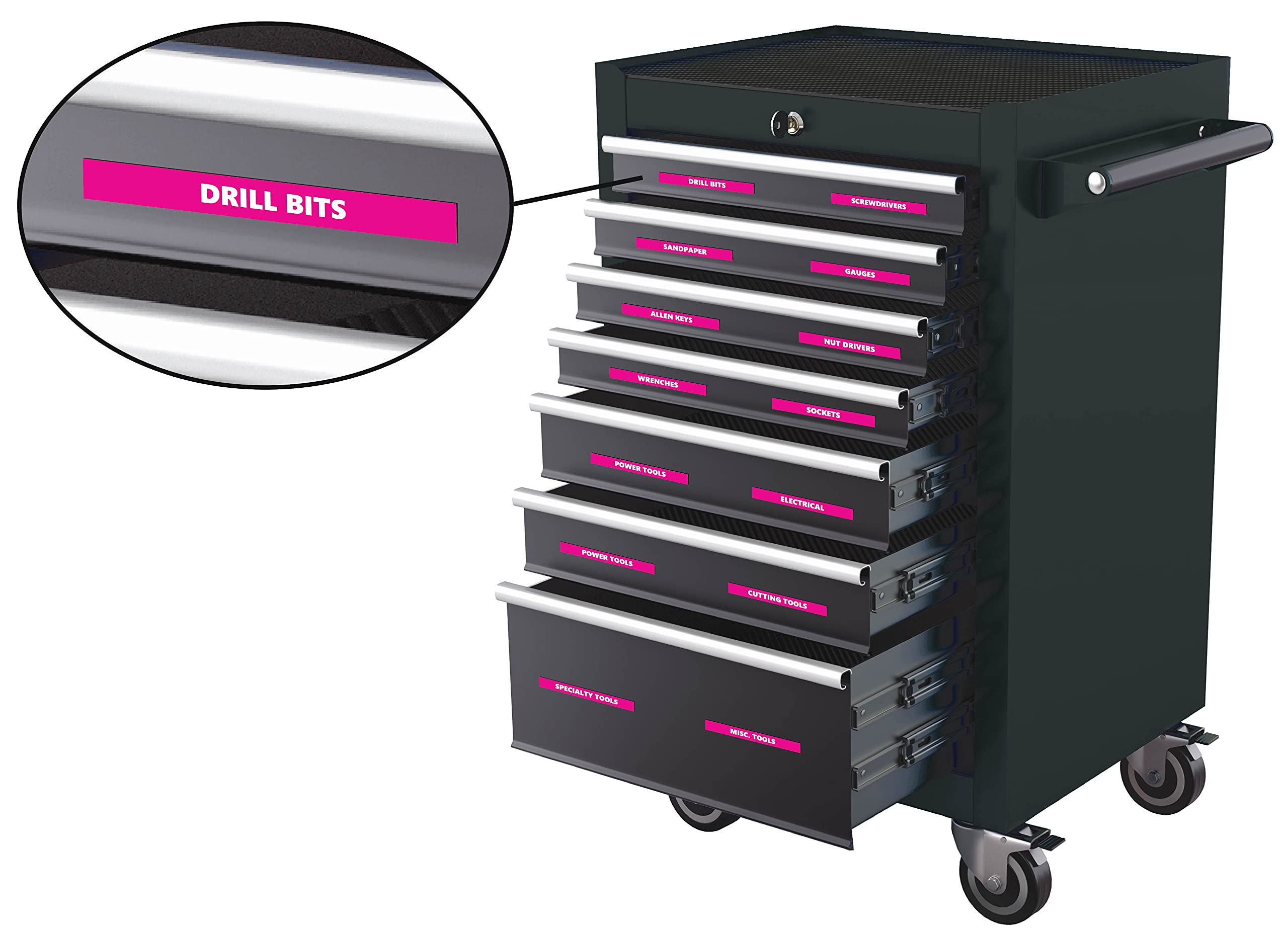 DCM Solutions Pink Toolbox Sticker Labels 0.5x4.5