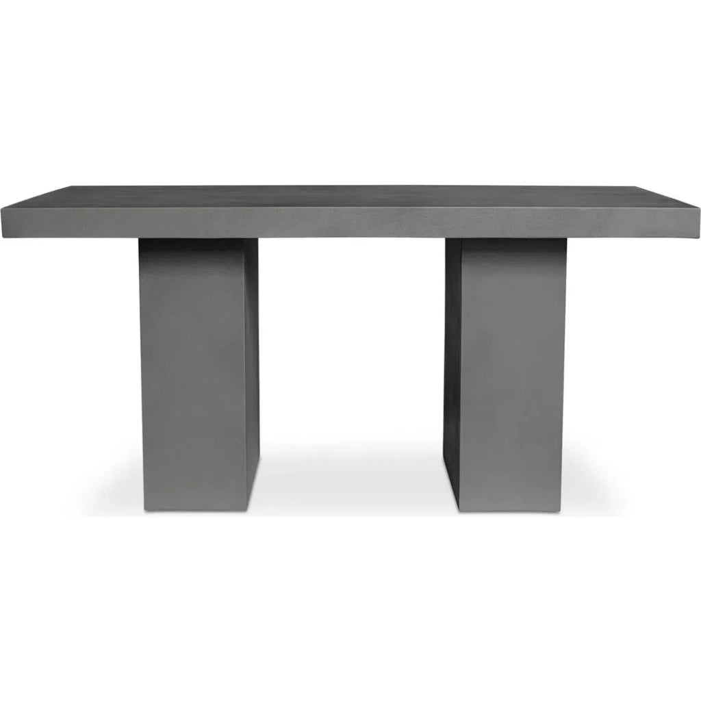 63 Inch Outdoor Dining Table - Modern Grey Patio Furniture for Garden, Backyard, and Poolside Gatherings