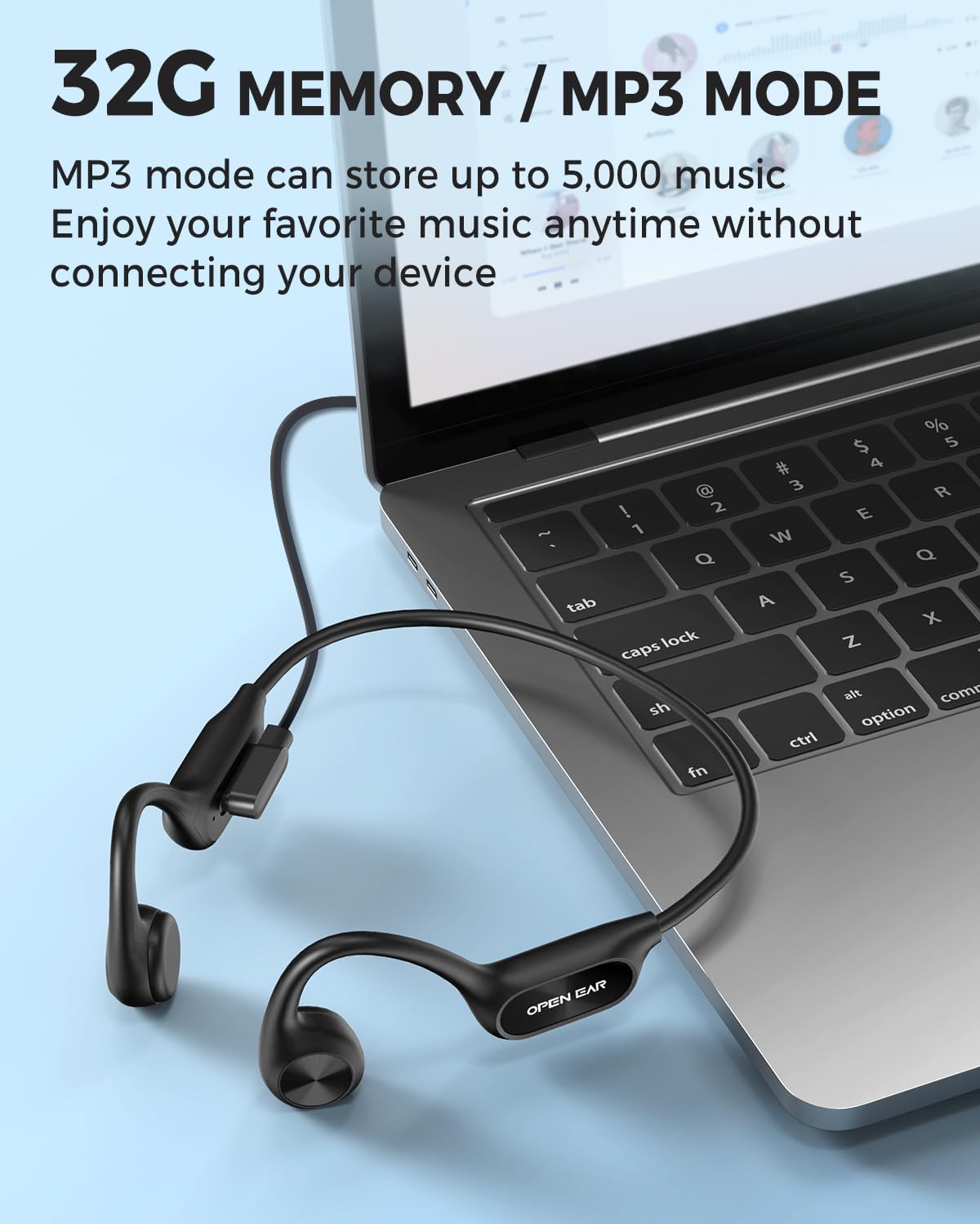 Bone Conduction Headphones for Swimming - IP68 Waterproof Wireless Bluetooth 5.3 Headset with 32GB MP3 Player | Open Ear Sports Earphones for Swimming, Running, Cycling & Driving | Perfect for Pool Workouts, Gym Training and Outdoor Activities