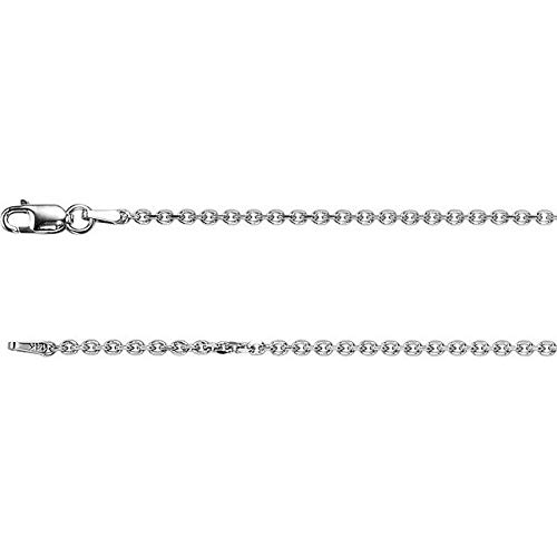 14K White Gold 1.75mm Solid Diamond-Cut Cable Chain Necklace - 18 Inch Durable Fine Jewelry for Women, Perfect for Layering, Gift Giving & Everyday Wear