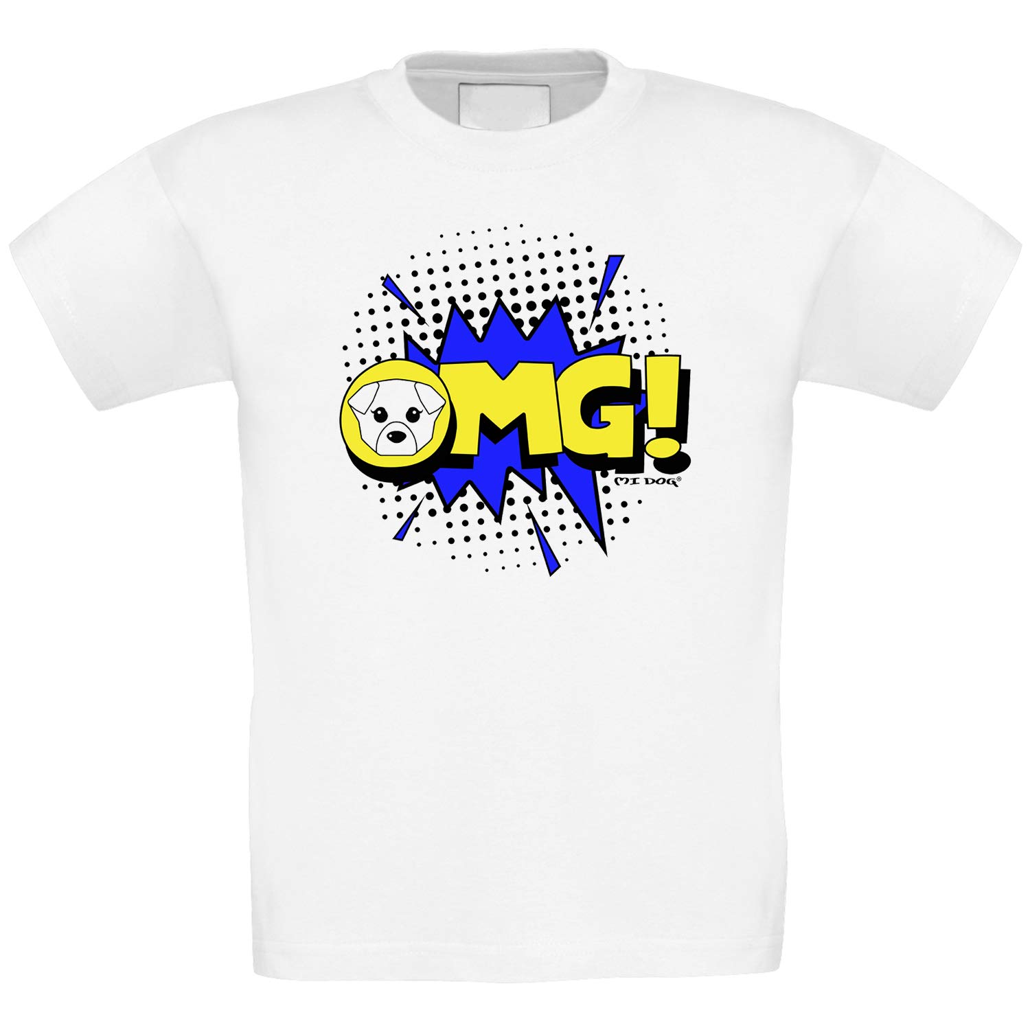 MI DOG Boys Cute OMG Phrase Comic Style Regular Fit Cotton T-Shirt - White | Funny Graphic Tee for Kids, Casual Wear & School Outfits