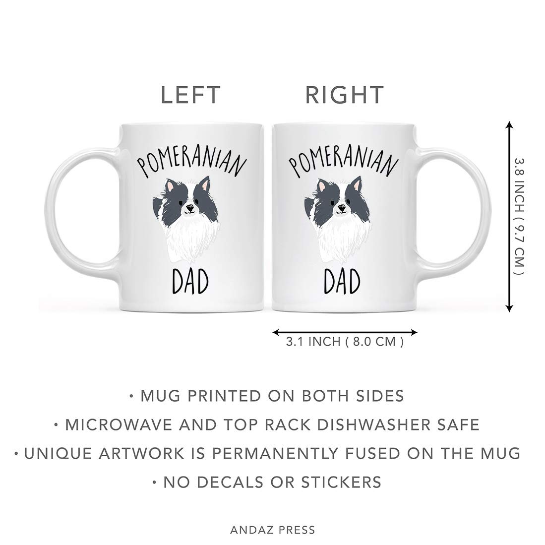 Funny Dog Coffee Mug 11oz - Black and White Pomeranian Dog Dad Gift - Novelty Birthday Christmas Cup for Dog Lovers - Perfect for Coffee, Tea, or Hot Chocolate at Home or Office