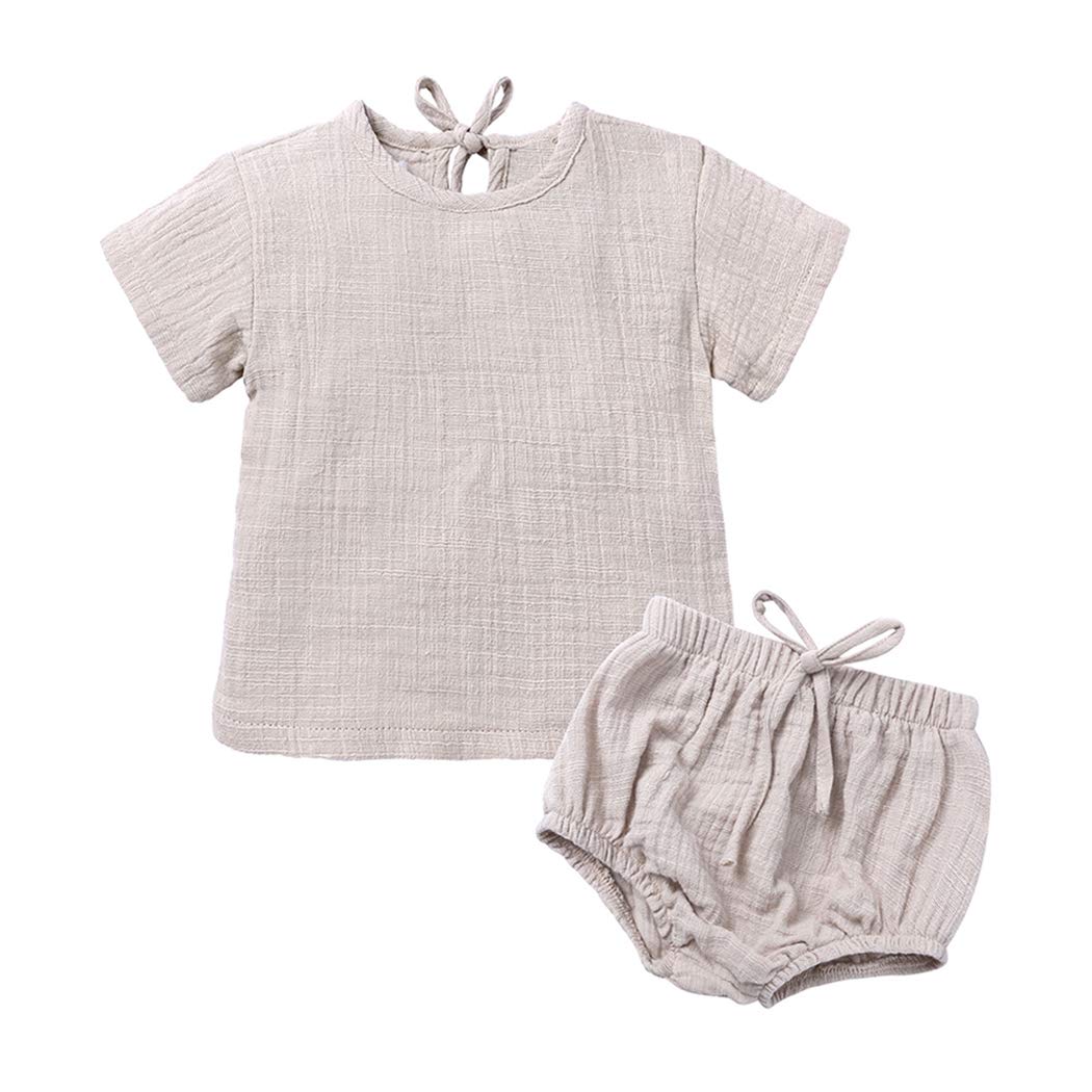 MYGBCPJS Baby Boys & Girls 2-Piece Cotton Outfit Set - Short Sleeve Top + Bloomer Shorts | Soft & Comfortable Summer Playwear for Toddlers 1-3 Years