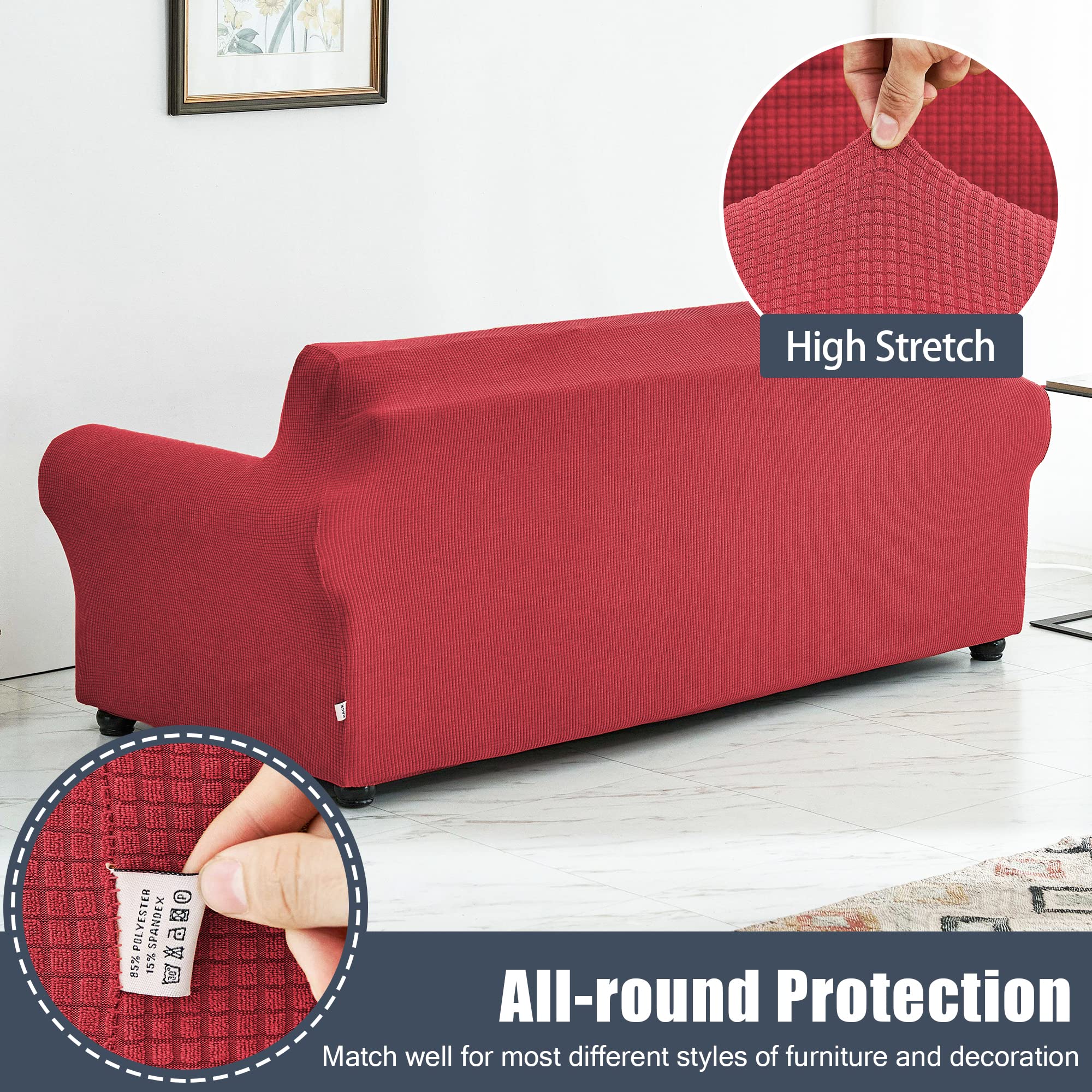**Stretch Sofa Slipcover - Waterproof Couch Cover, Soft Elastic Furniture Protector for Pets & Kids (Red, Large) - Perfect for Living Room, Family Gatherings & Pet-Friendly Homes**