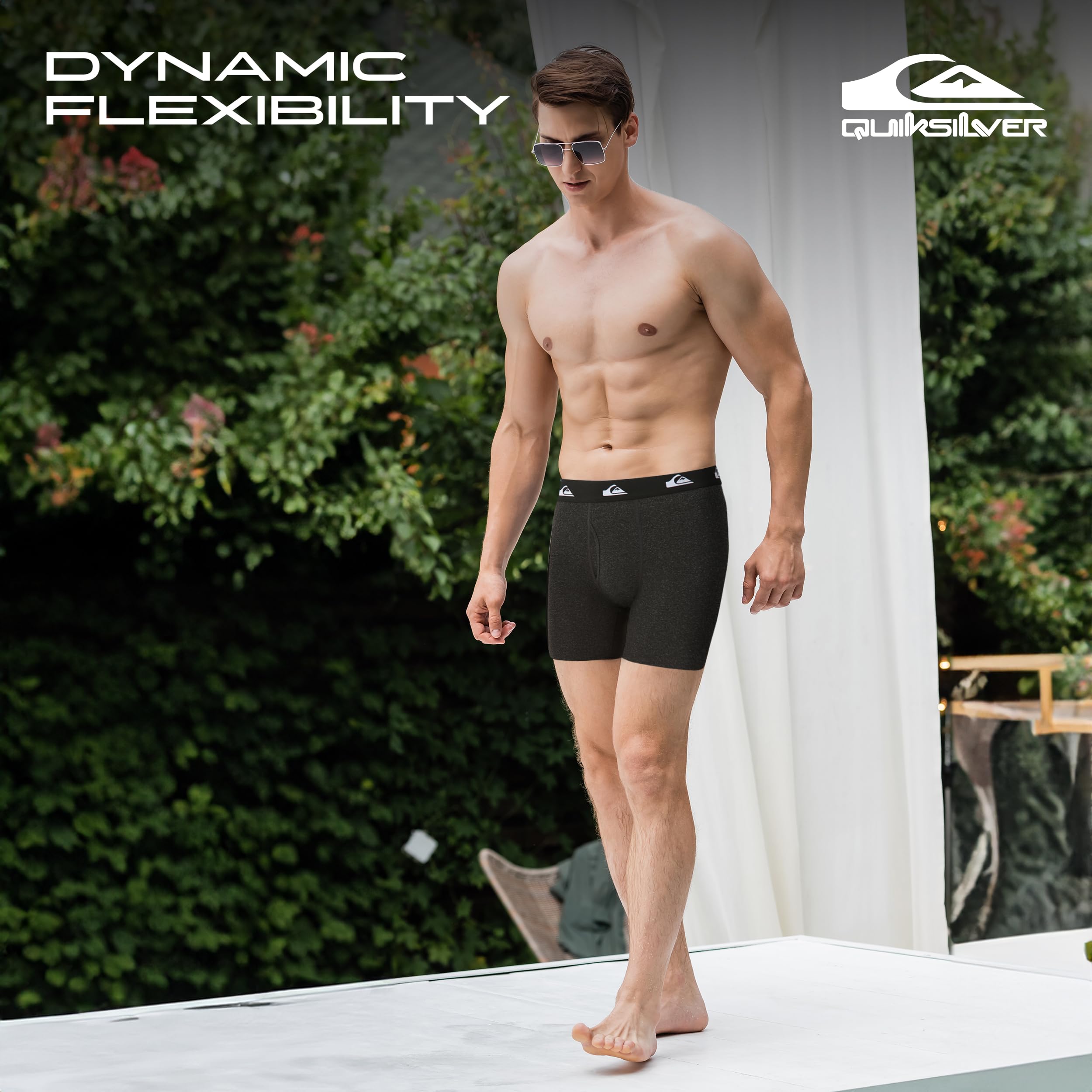 Quiksilver Men's Boxer Briefs 4-Pack - Super Soft Brushed Polyester Underwear for Men | Comfortable Daily Wear, Gym & Travel Underwear