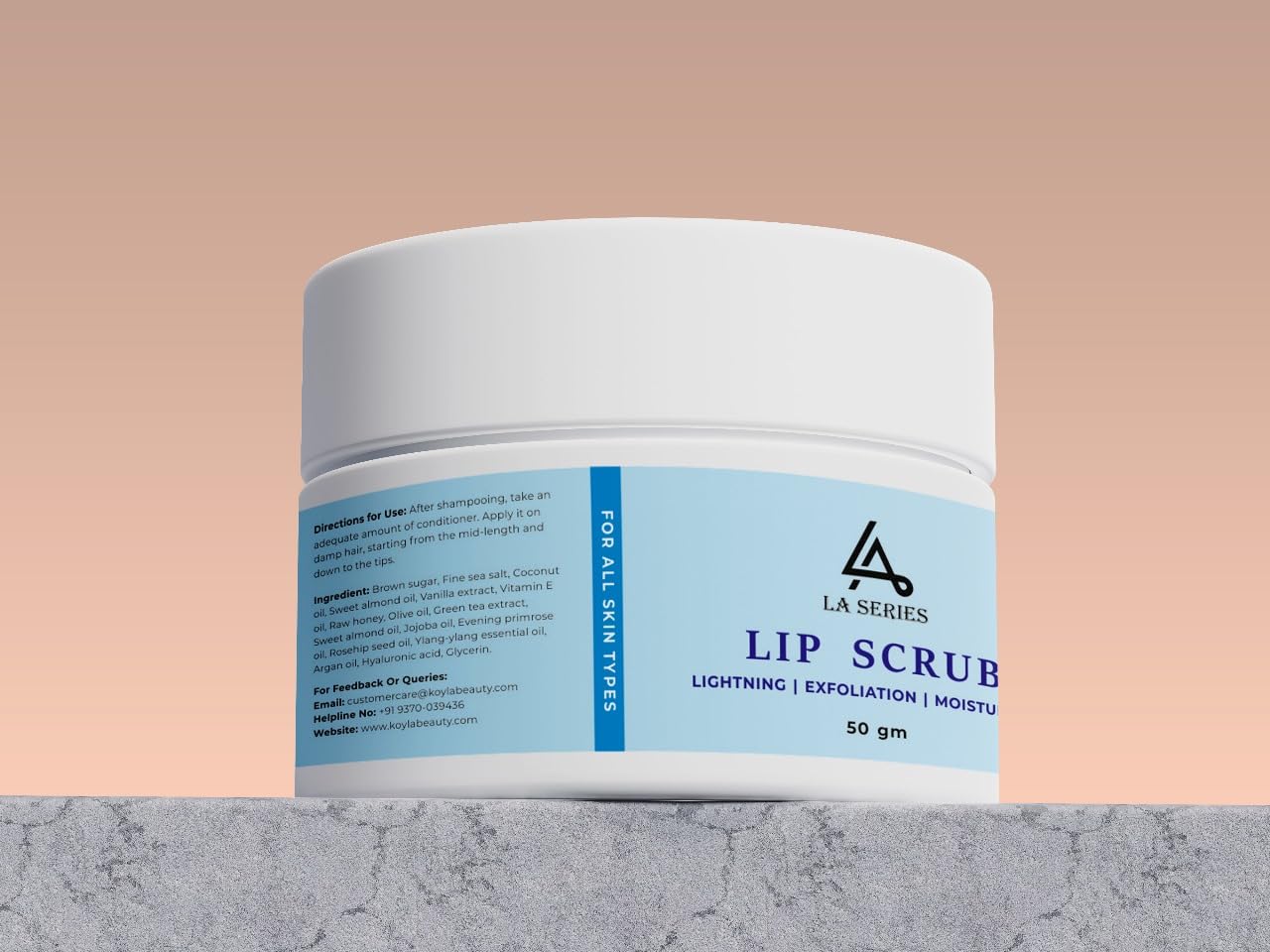 LA'SERIES Organic Lip Scrub Balm - Exfoliating & Brightening Treatment for Dark, Dry & Chapped Lips - Removes Lipstick Stains & Smoker's Lips - 50g Lip Care for Men & Women - Perfect for Daily Use & Pre-Lipstick Prep