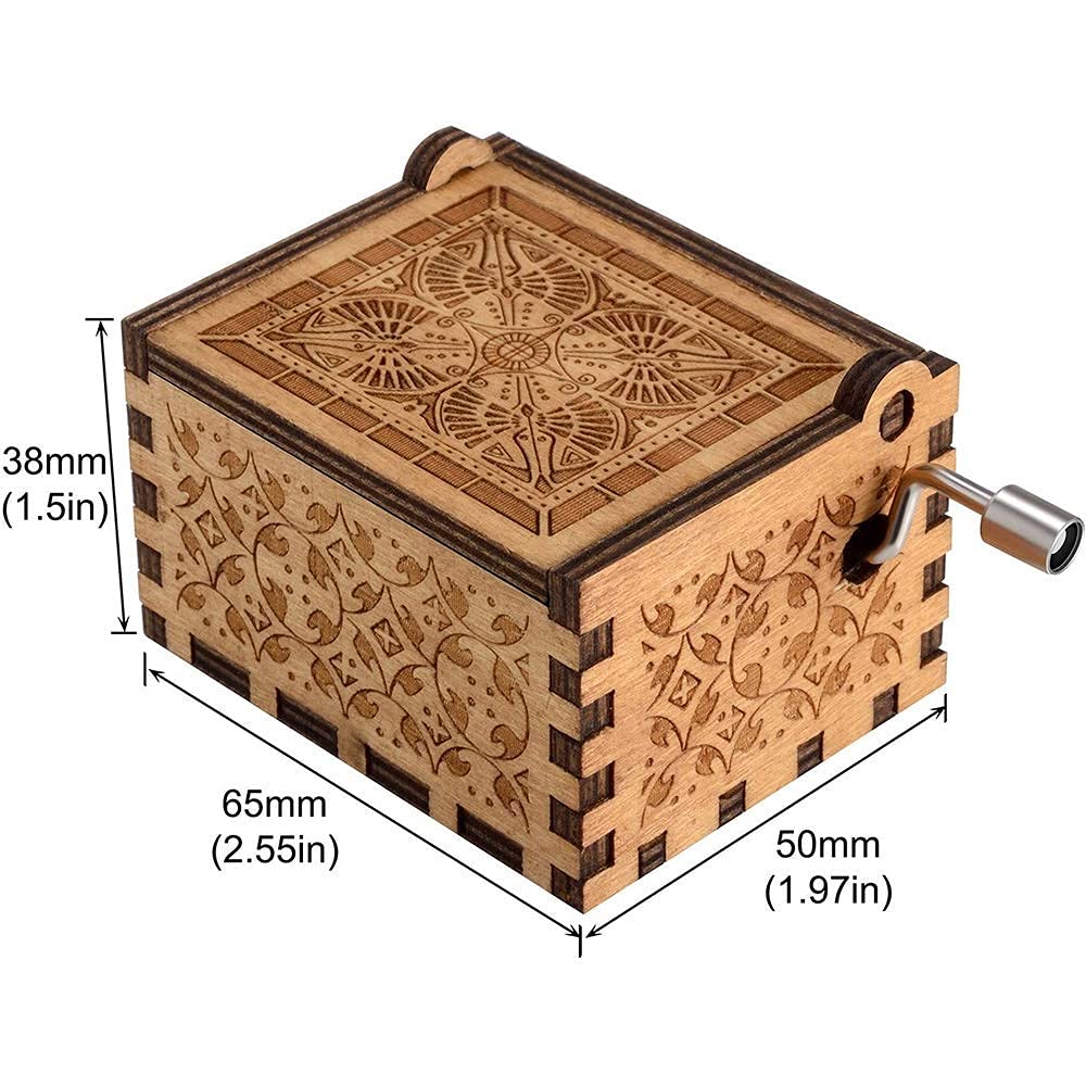 CDIYTOOL Vintage Wooden Music Box - Hand Cranked Over the Rainbow Musical Gift Box with Engraved Design | Perfect for Weddings, Anniversaries & Romantic Gifts