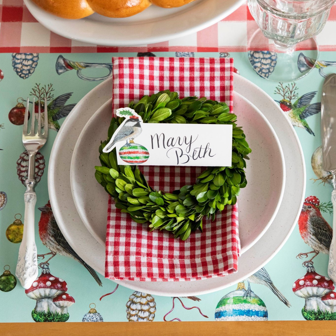 Christmas Chickadee Place Card - Elegant Holiday Table Setting Decoration for Christmas Dinner, Party & Wedding - Perfect for Festive Gatherings & Seasonal Celebrations