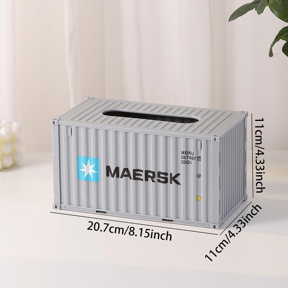 Decorative Shipping Container Tissue Box Cover - Stylish Home & Office Tissue Holder for Living Room, Bedroom, or Desk | Perfect for Coastal, Industrial & Modern Decor