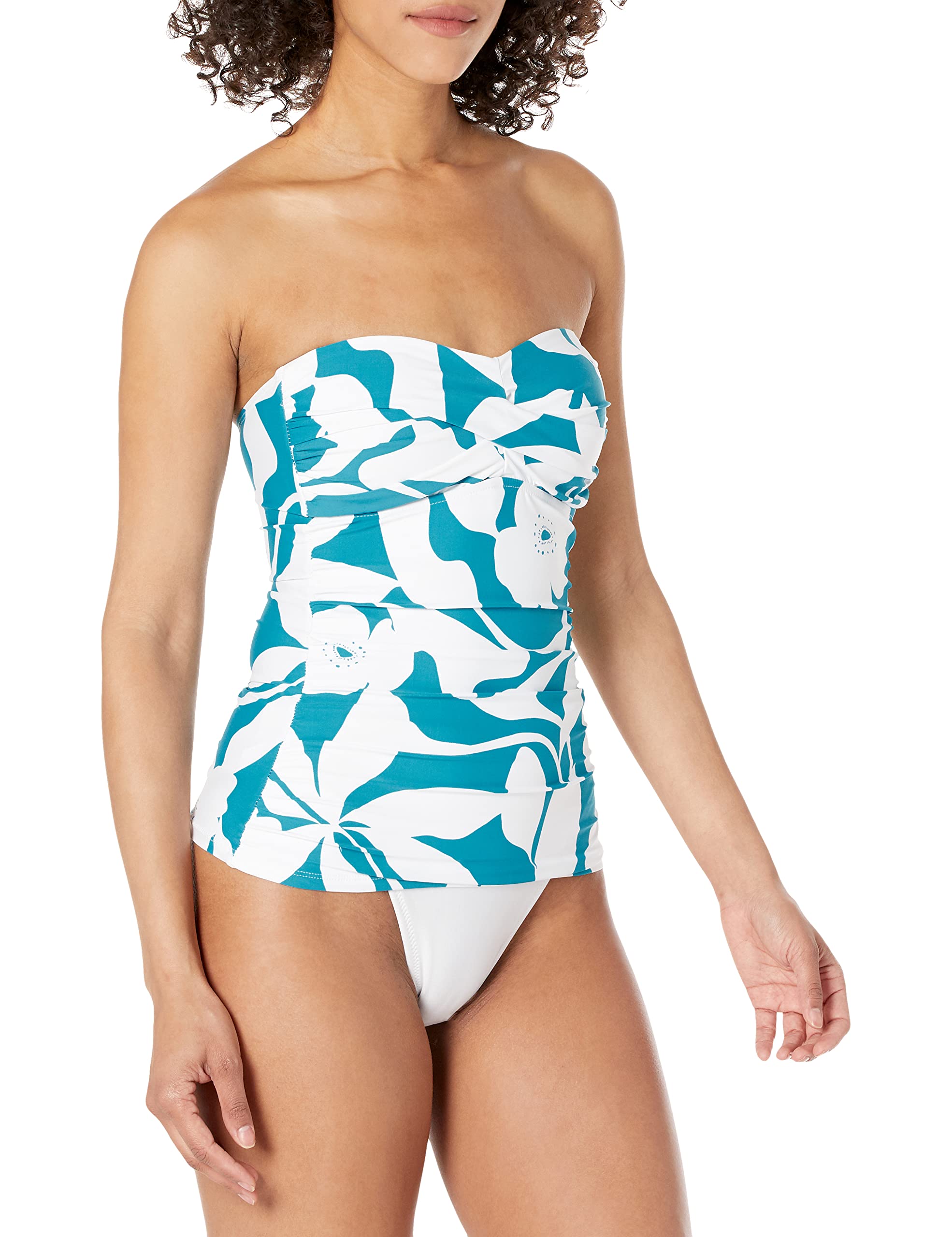 Anne Cole Mari Botanical Twist Front Bandeau Tankini Top - Floral Print Swimwear for Women, Comfortable & Stylish Bikini Top for Beach, Pool & Vacation