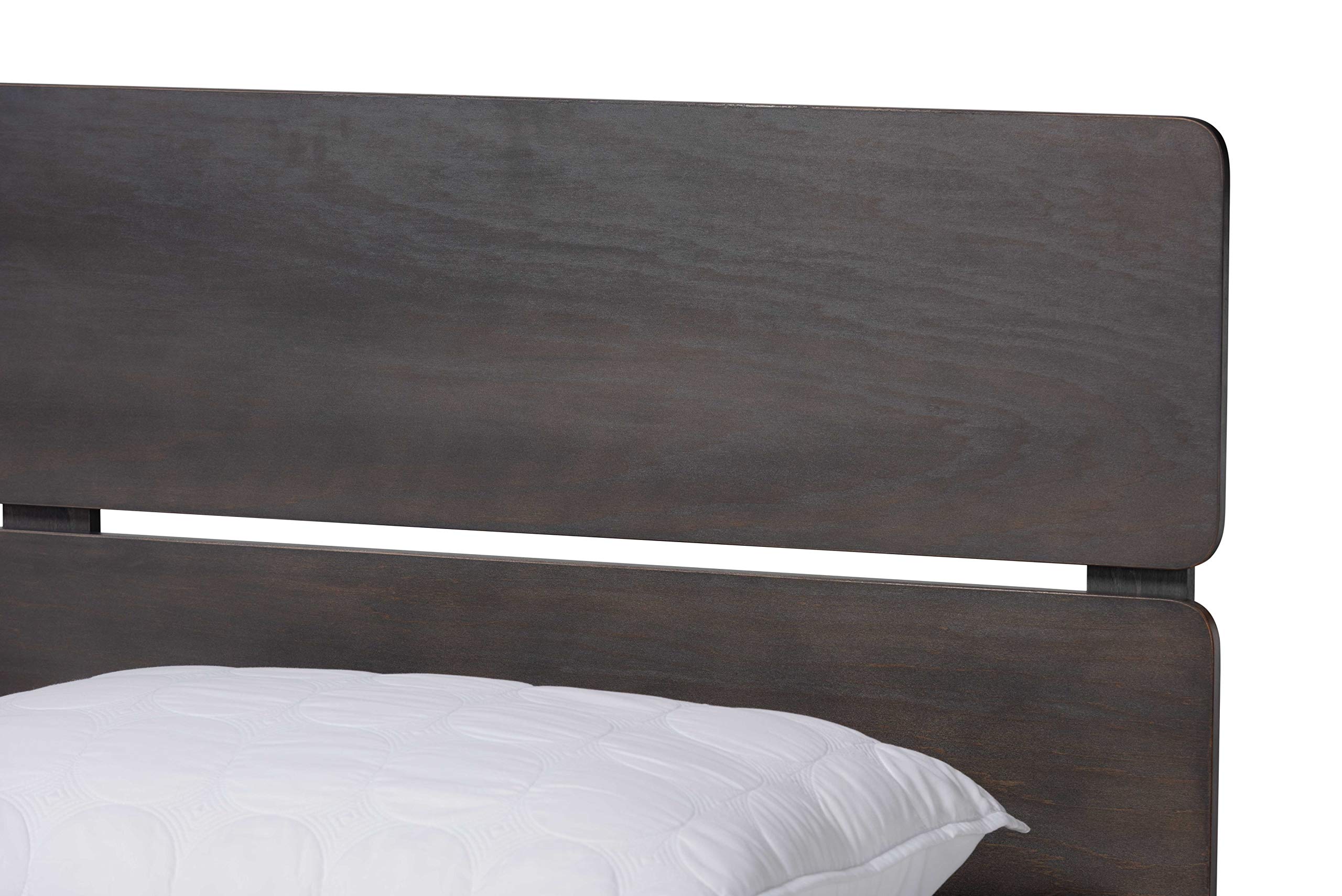 Baxton Studio King Size Bed Frame with Dark Greyish Oak Finish - Requires Box Spring - Perfect for Modern Bedrooms & Master Suites
