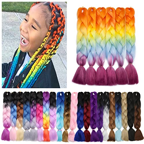 Benehair Rainbow Braiding Hair 6 Bundles 24
