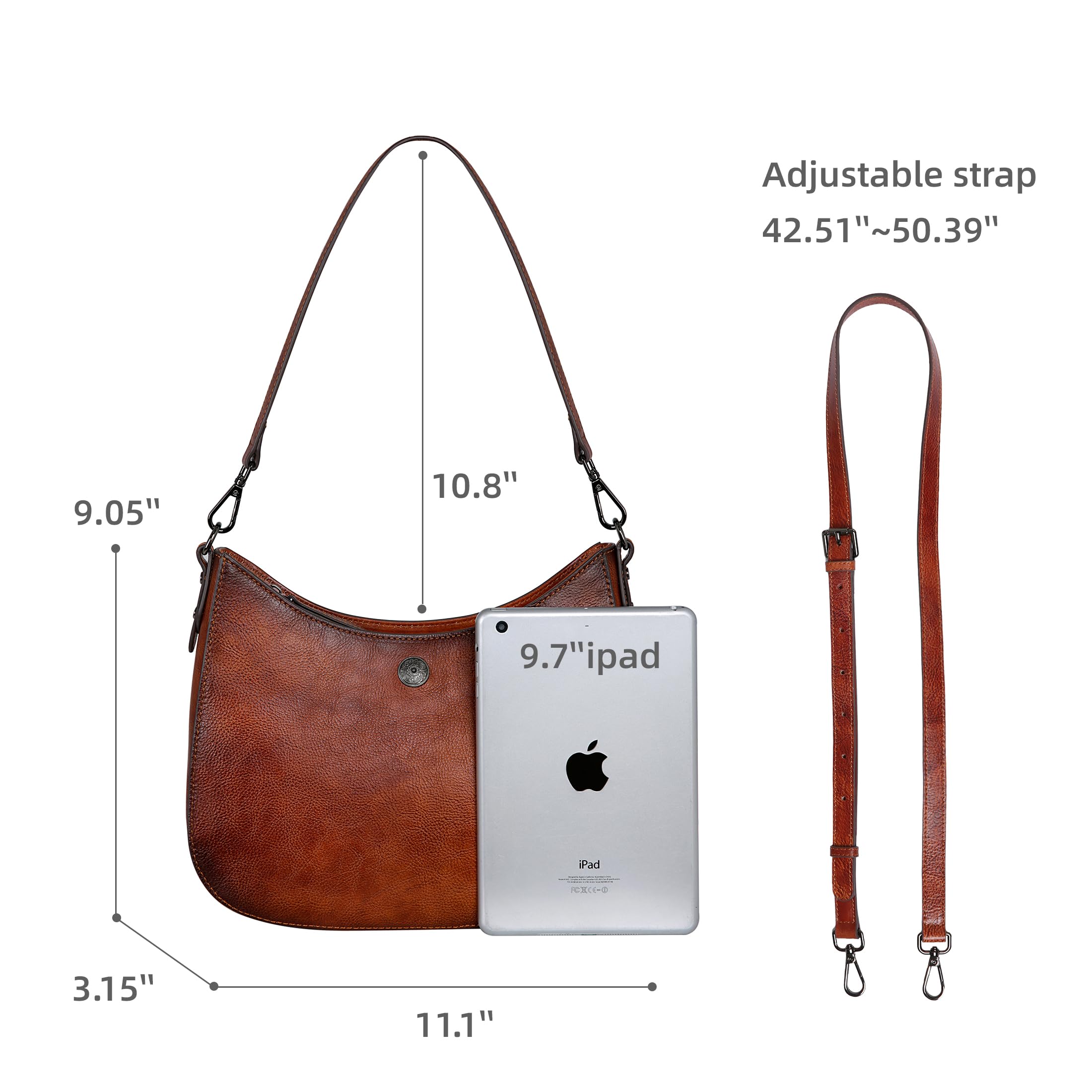 Iswee Genuine Leather Shoulder Bag for Women - Crossbody Crescent Moon Purse, Trendy Designer Satchel Handbag with Half Moon Pocket | Perfect for Work, Travel & Everyday Use