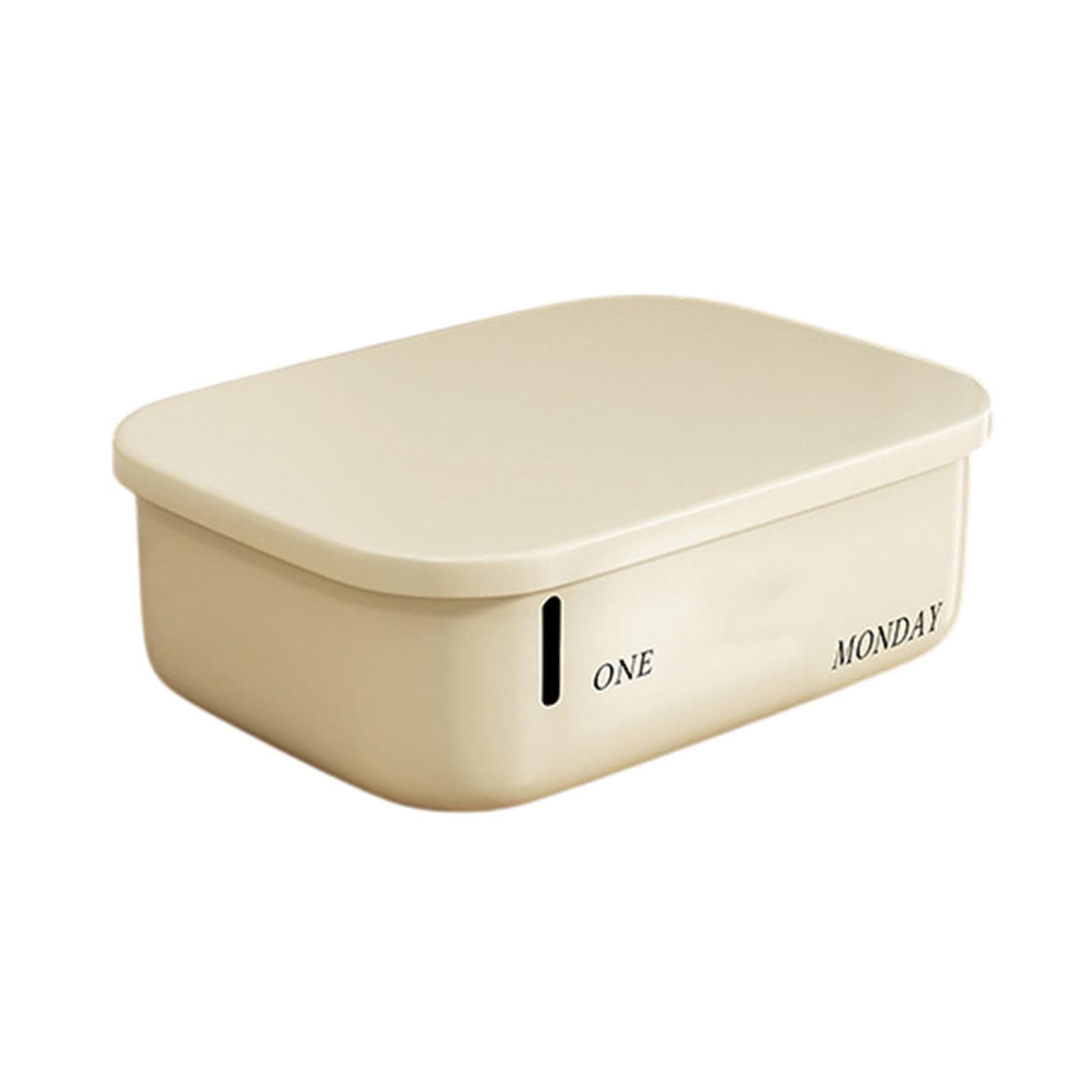 Stylish Cream Desktop Organizer with Lid - Perfect for Snacks, Cosmetics & Office Supplies | Dormitory & Home Storage Solution | Japanese Plastic Storage Bins for Desk Organization