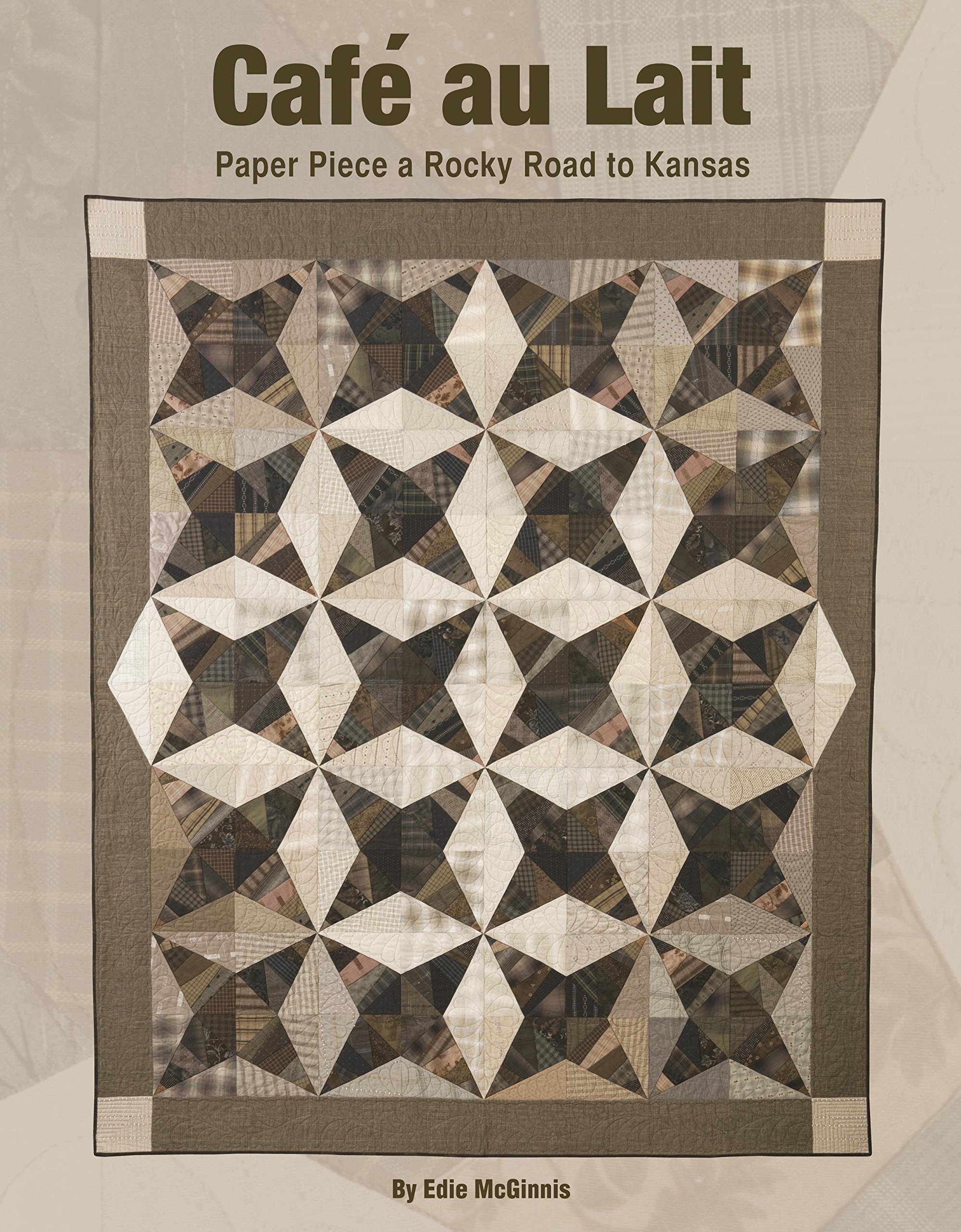 Cafe au Lait: Paper Piecing Quilt Kit - Rocky Road to Kansas Pattern for Beginners | DIY Quilting Supplies & Patchwork Craft | Perfect for Home Decor, Gift Giving & Quilting Projects