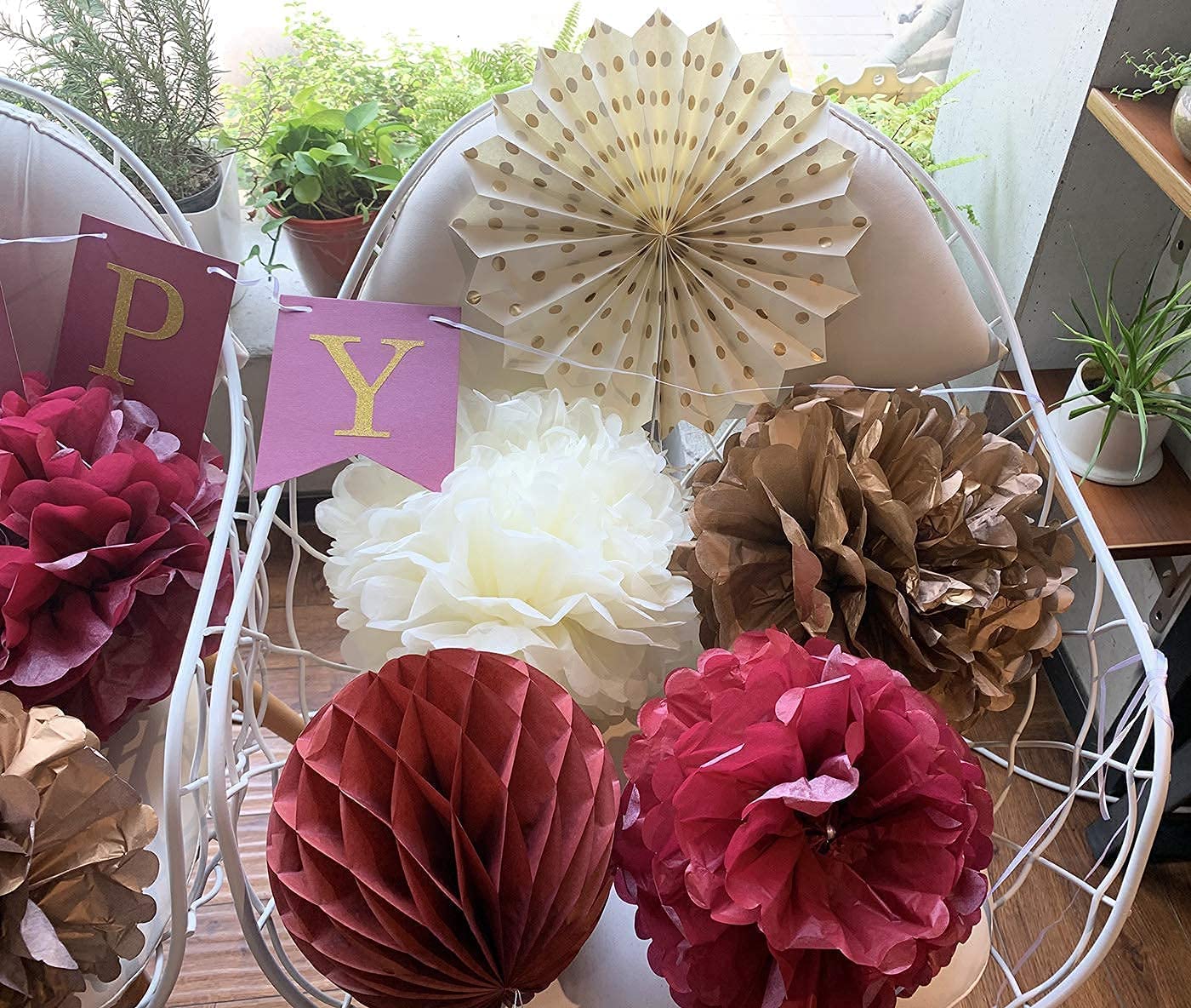 50th Birthday Party Decorations for Women - Burgundy & Rose Gold Theme, Autumn Fall Celebration Supplies | Perfect for Home, Office & Special Events
