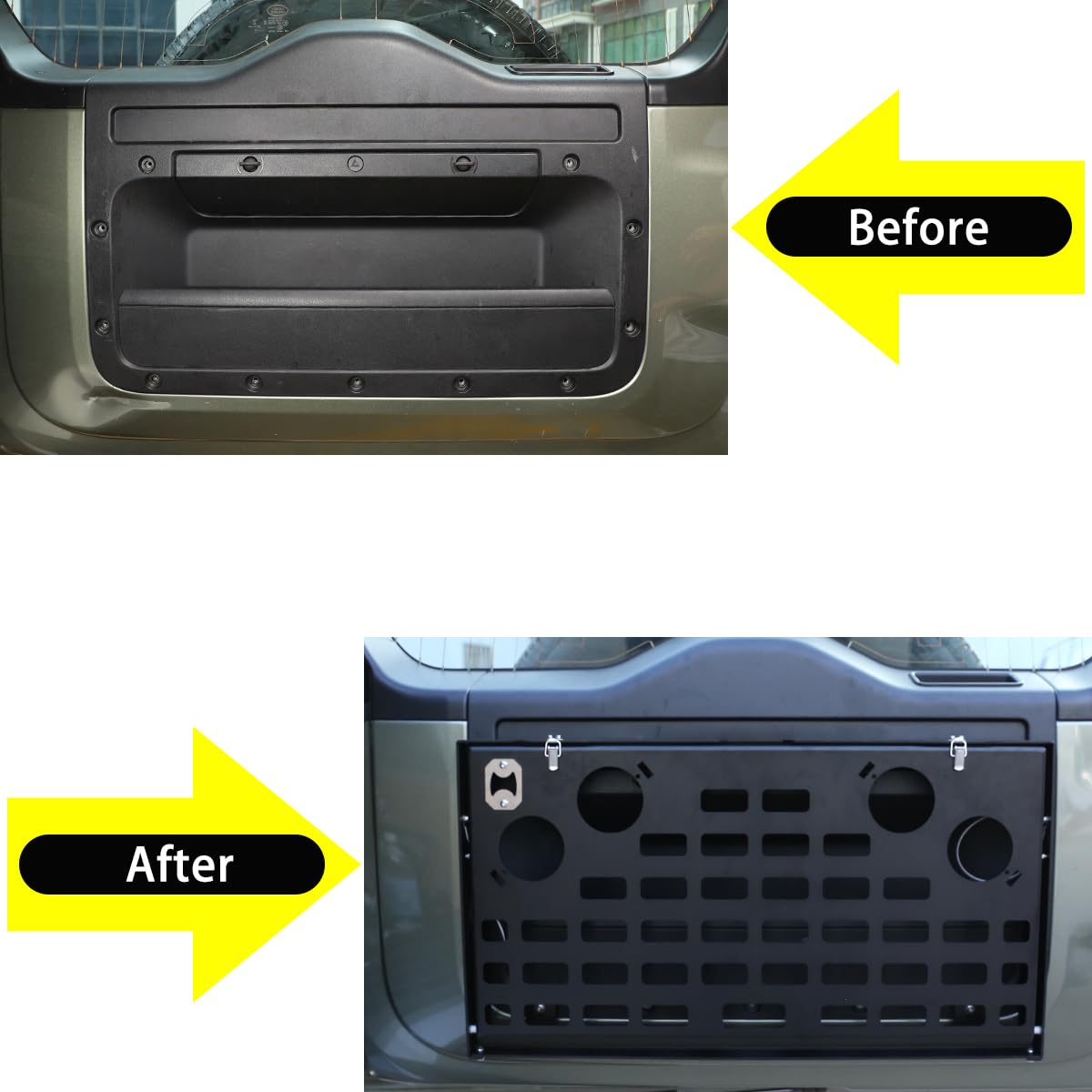Black Aluminum Alloy Car Trunk Storage Basket Organizer for Land Rover Defender 110 (2020-2022 Models) - Heavy Duty Auto Accessories & Tailgate Cargo Shelf - Perfect for Camping, Road Trips and Outdoor Adventures