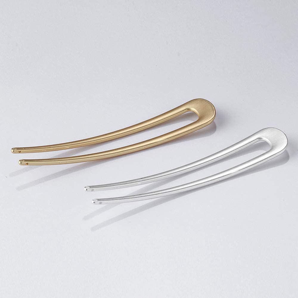 2 PCS Gold U-Shaped Hair Pins - French Twist Hair Sticks for Women, Bun & Chignon Hair Accessories (Perfect for Weddings, Prom & Everyday Elegant Hairstyles)