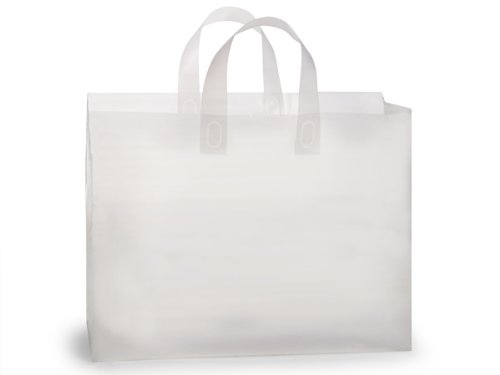 Vogue Clear Frosted Plastic Bags Bulk - 250 Pack of 3 mil HD Reusable 16x6x12
