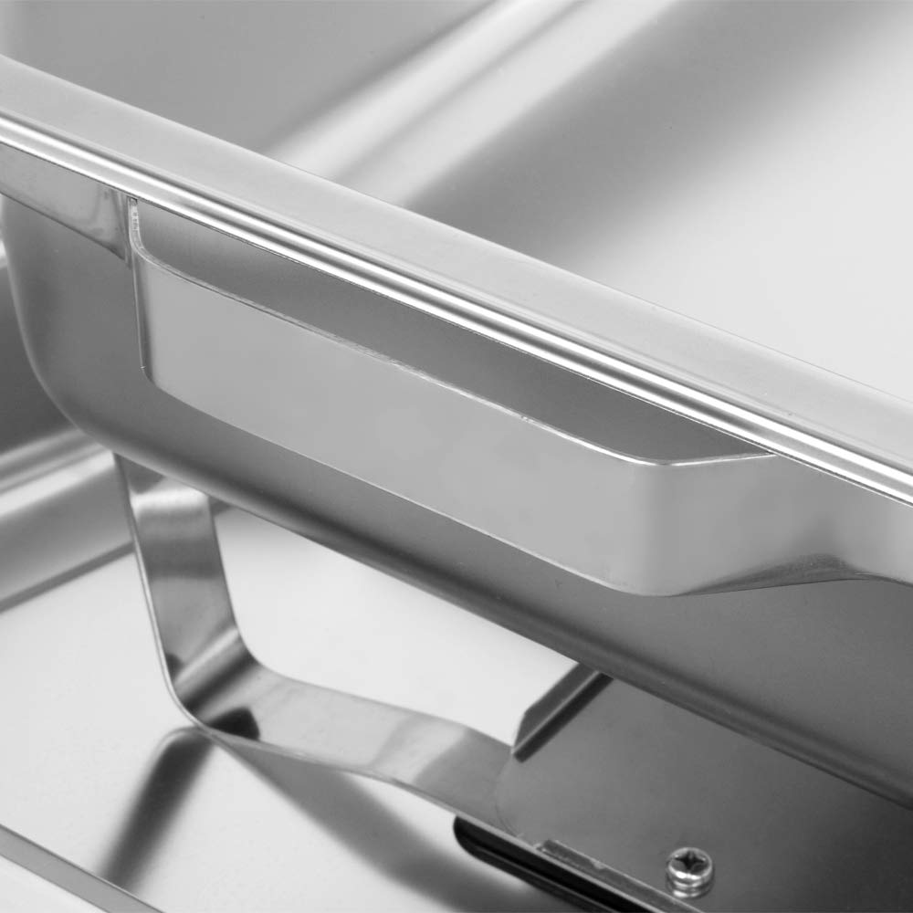 8 Quart Stainless Steel Chafing Dish with 3 Food Pans - 9L Rectangular Buffet Warmer for Catering, Restaurants & Parties - Foldable Frame for Easy Storage - Perfect for Buffets, Weddings & Events