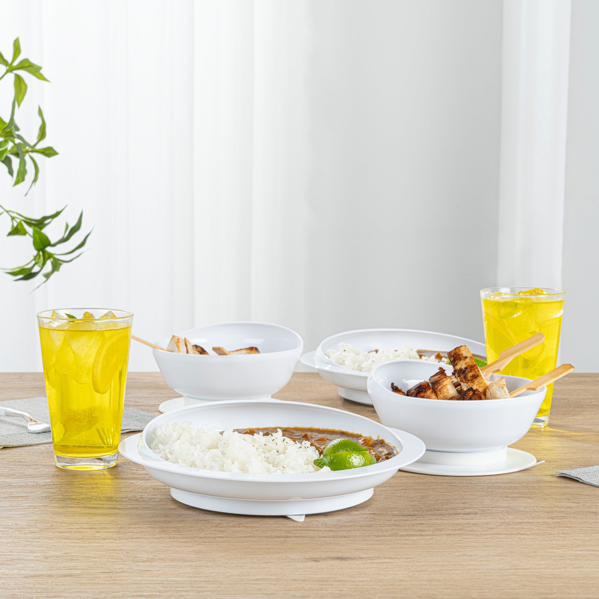 Adapt Tek Round White Plastic 2-Piece Scoop Plate & Bowl Set with Spillproof Design & Suction Base - Includes 1 Plate + 1 Bowl - Perfect for Babies, Toddlers & Kids Mealtime at Home or Travel