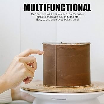 Royals Acrylic Cake Scraper - 10x4 Inch Transparent Chocolate Molder - Professional Baking Tool for Cake Decorating & Icing - Perfect for Home Bakers & Pastry Chefs (1pc)