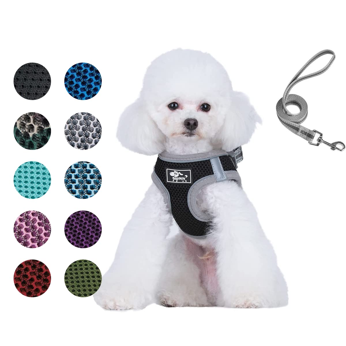 **Escape-Proof Adjustable Reflective Dog & Cat Harness with Leash - Soft Mesh Comfort Fit for Small & Medium Pets - No Pull, No Choke - Perfect for Walks, Hiking & Outdoor Adventures (M, Black)**