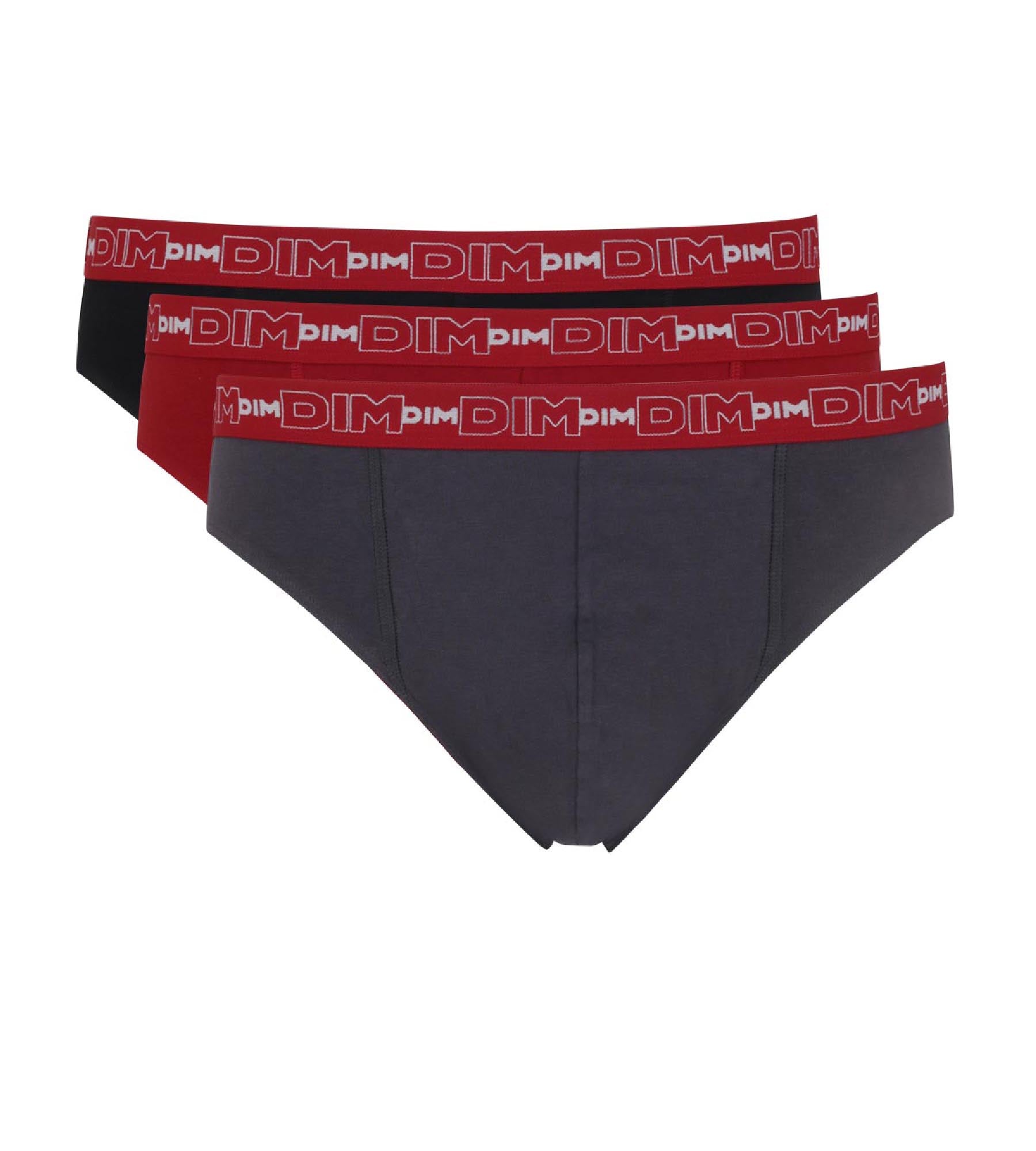 3-Pack Stretch Cotton Underwear for Men - Gray, Chili Red & Black - Comfortable Daily Wear & Lounge