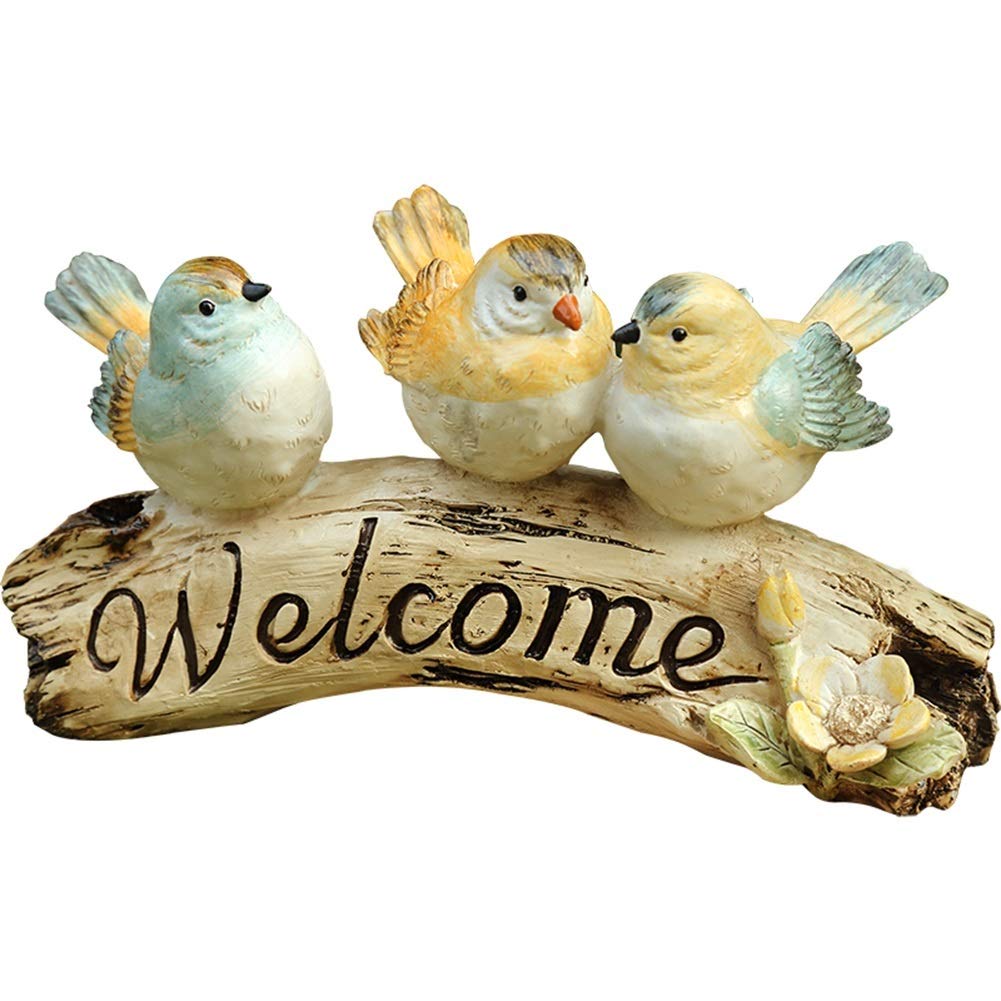 LXING Resin Welcome Bird Statue - Outdoor Garden Decor, Country Bird Ornaments for Porch & Yard | Perfect for Farmhouse, Cottage & Rustic Home Décor
