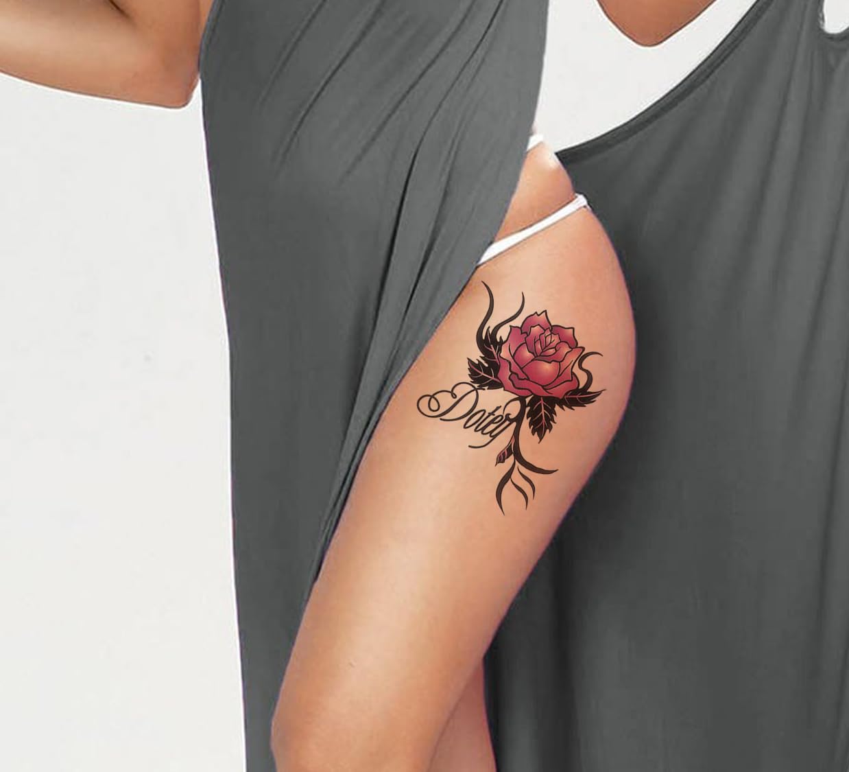 3D Temporary Tattoo Stickers for Men & Women - Waterproof Fake Tattoos with Flowers, Butterflies, Stars & Angel Designs - Dark Desire & Honeymoon Collection (9cm) | Perfect for Parties, Halloween, Cosplay & Body Art