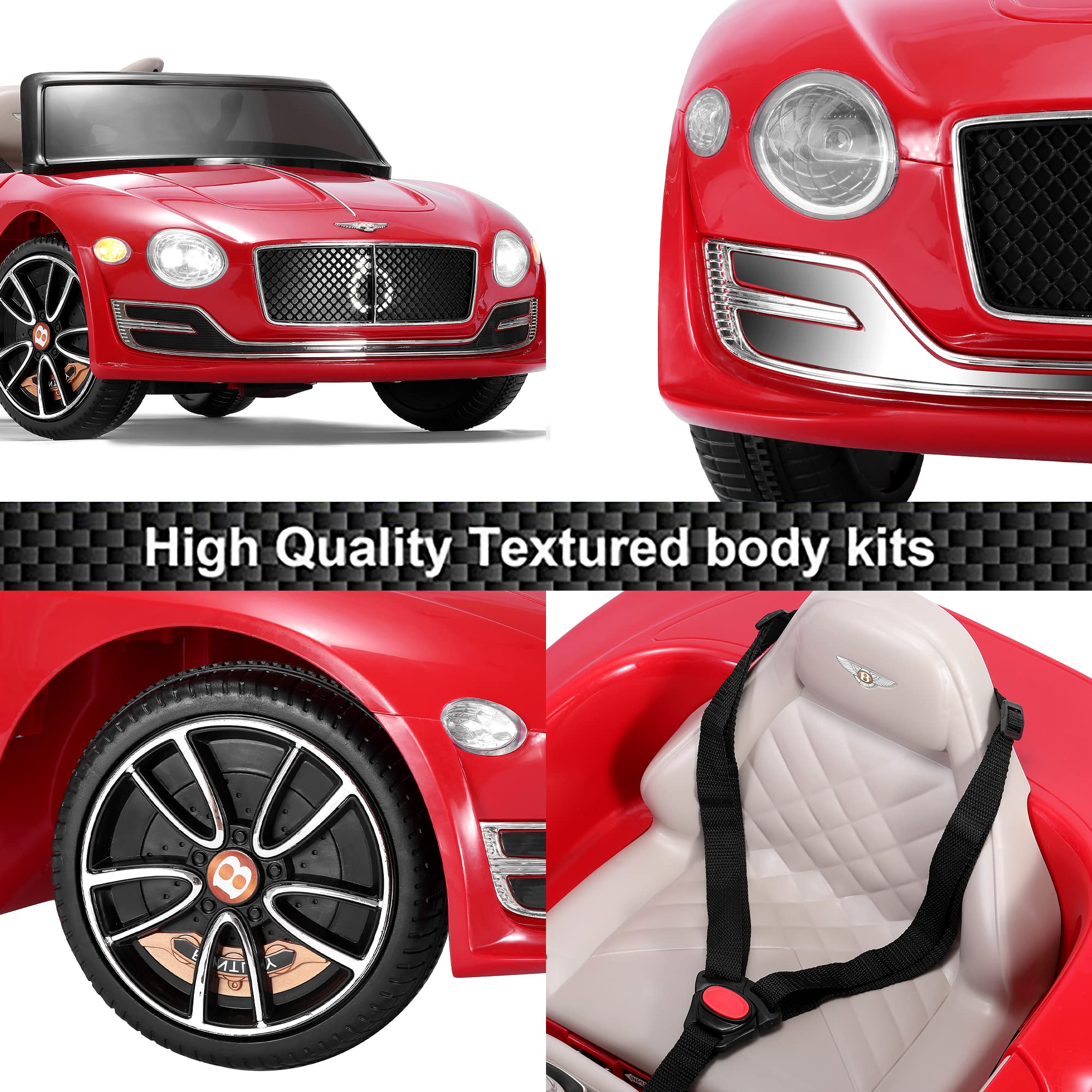 SEHOMY 12V Kids Ride On Car - Bentley Licensed, Remote Control, LED Lights for Ages 3-8 | Outdoor Play & Birthday Gifts