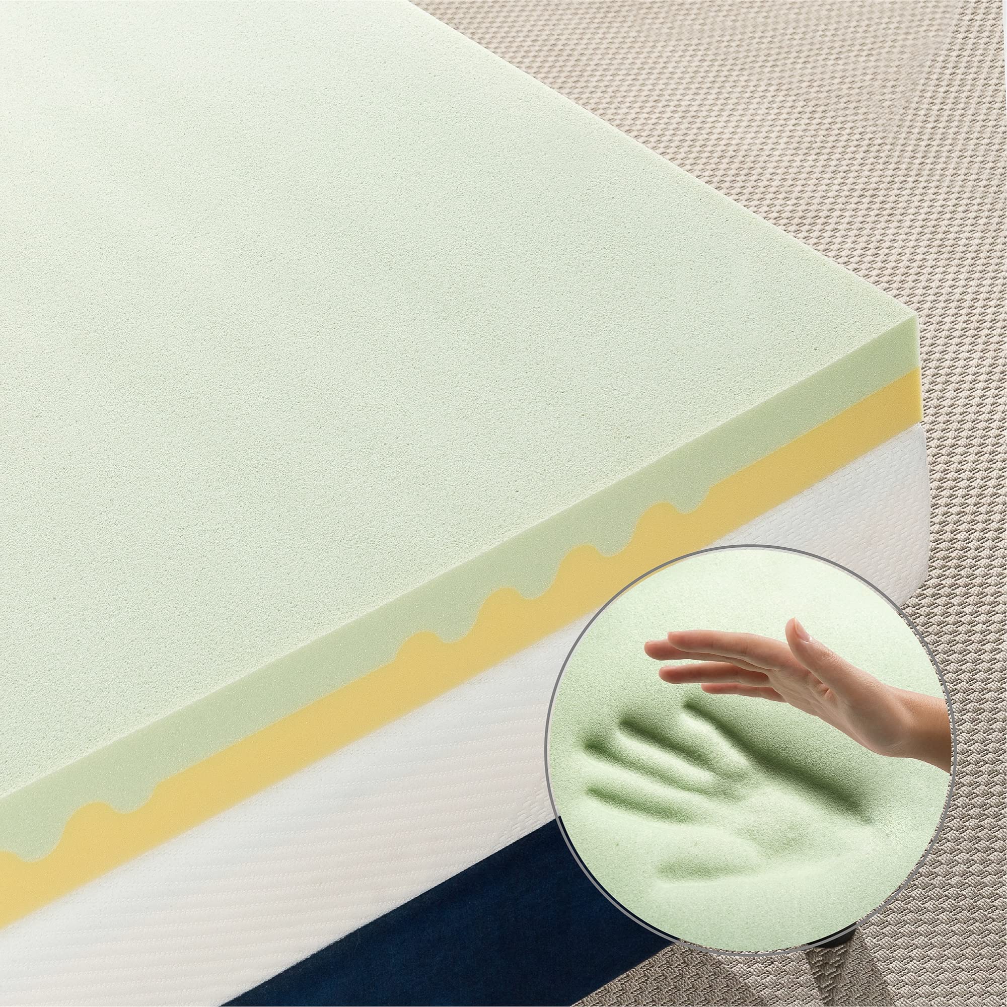 ZINUS 4 Inch Green Tea Memory Foam Mattress Topper - Twin Size, Pressure Relieving & Lumbar Support, CertiPUR-US Certified for Back Pain Relief | Perfect for Guest Beds, Dorm Rooms & Home Comfort Upgrade